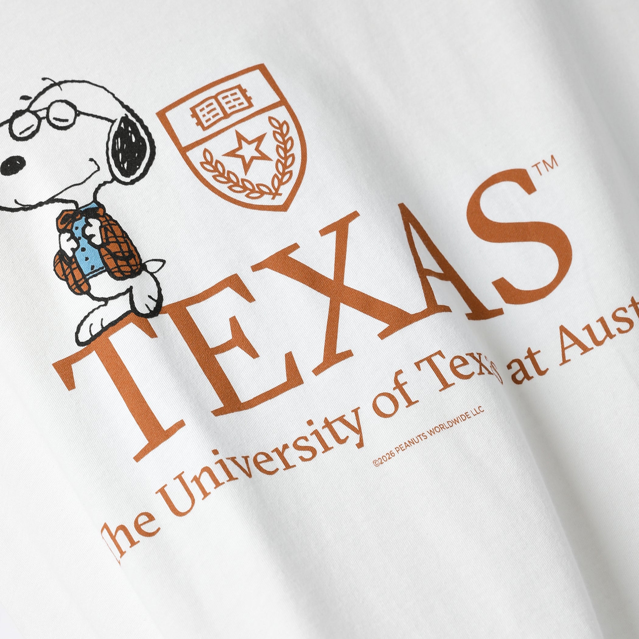 Texas Longhorns Smarty Snoopy with Shield Tee
