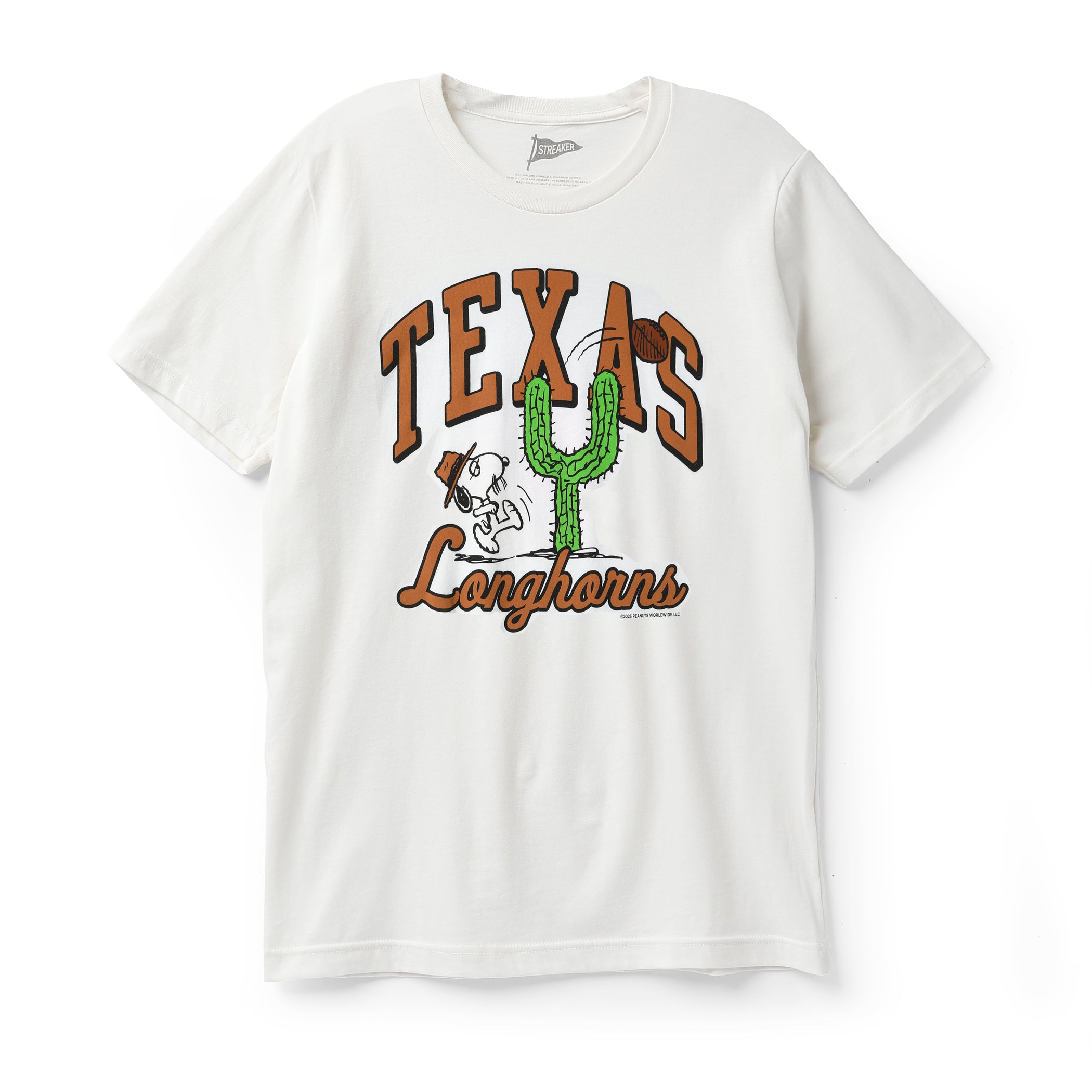 Texas Longhorns Peanuts Spike Football thru Cactus Tee

