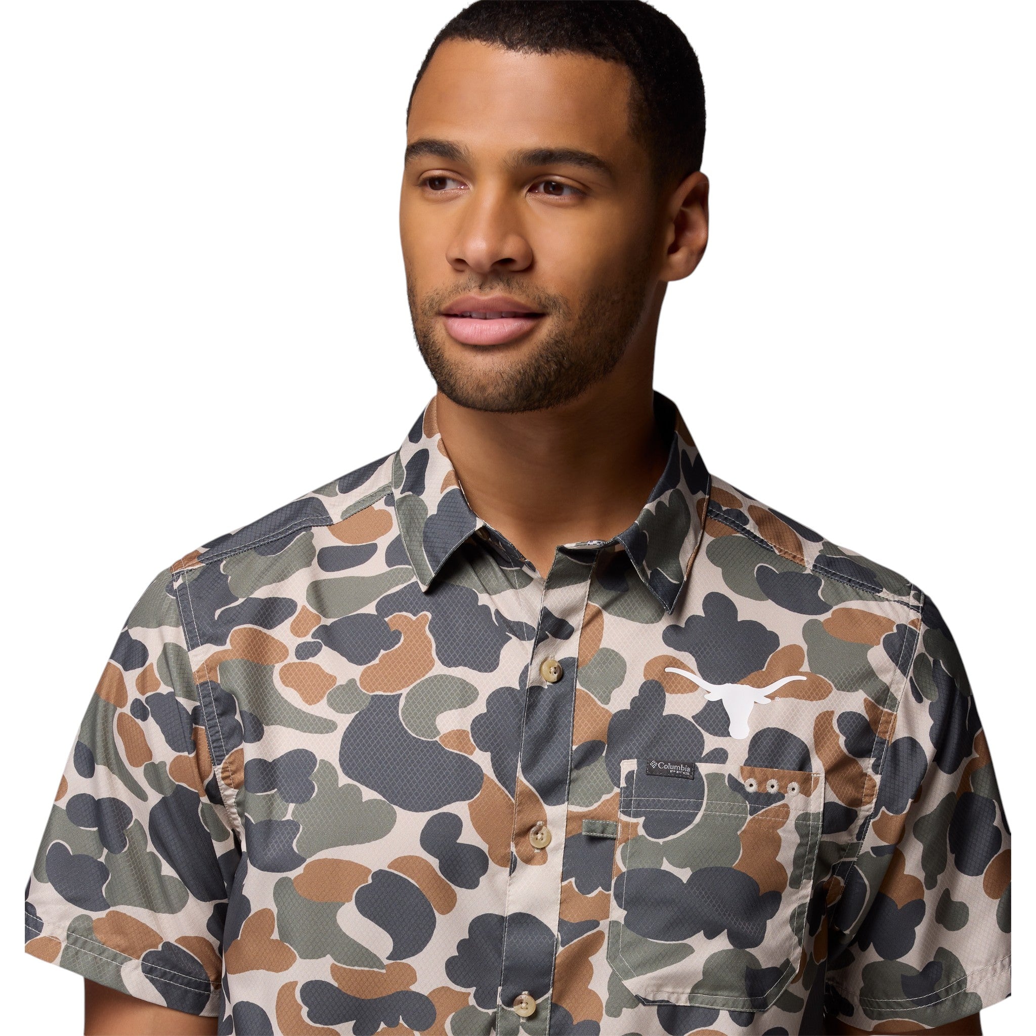 Columbia Texas Longhorns Super Slack Tide Omni-Wick Button-Up Camo Shirt