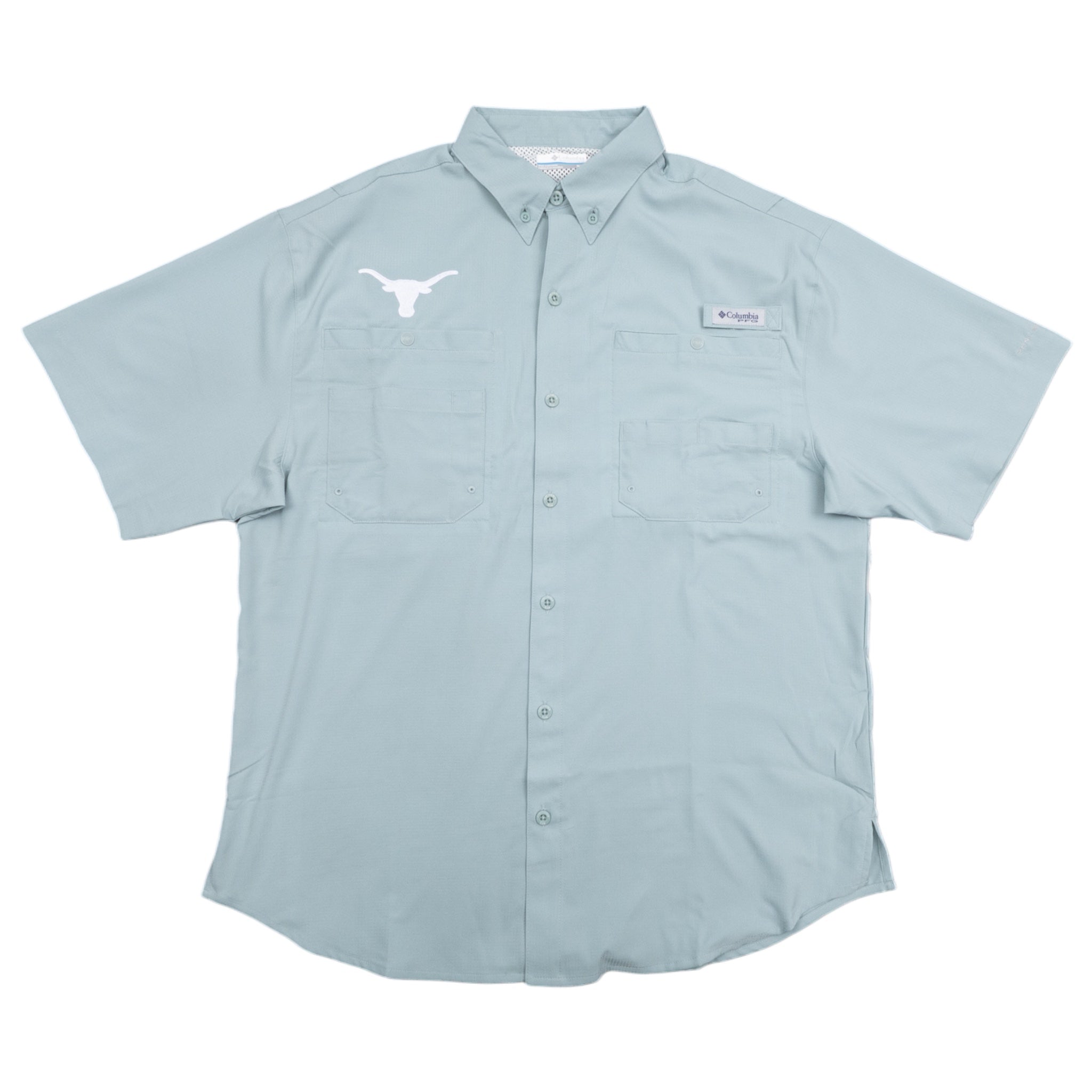 Columbia Texas Longhorns Crushed Blue Tamiami Short Sleeve Shirt Aqua