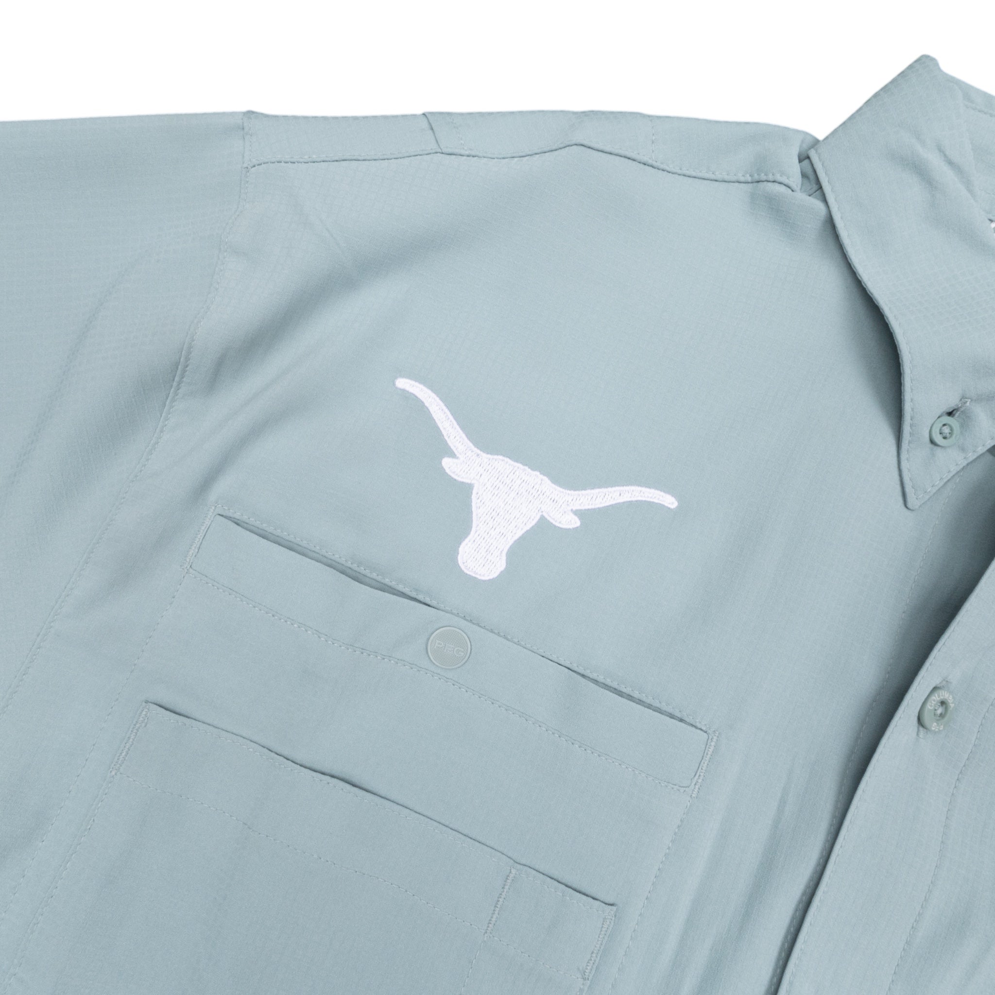 Columbia Texas Longhorns Crushed Blue Tamiami Short Sleeve Shirt Aqua