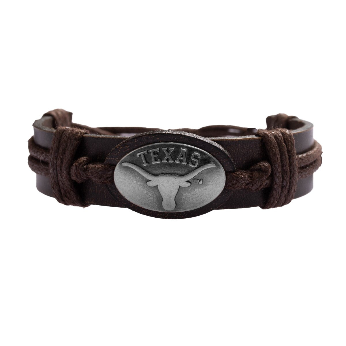 Texas Longhorns Silver Logo Leather Band
