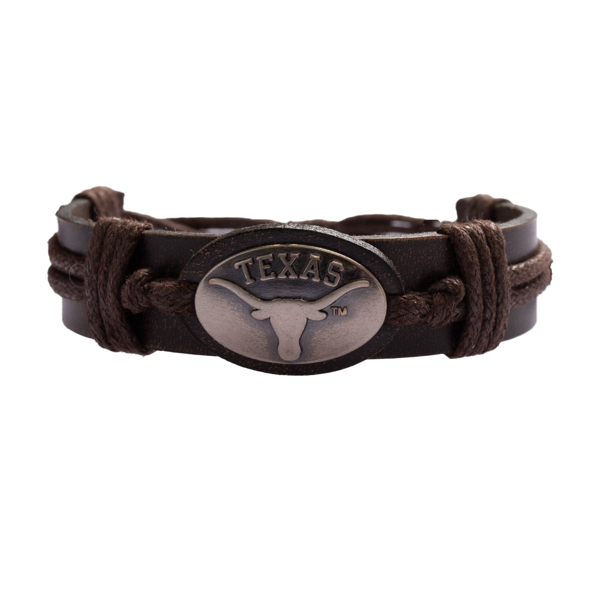 Texas Longhorns Brass Logo Leather Band