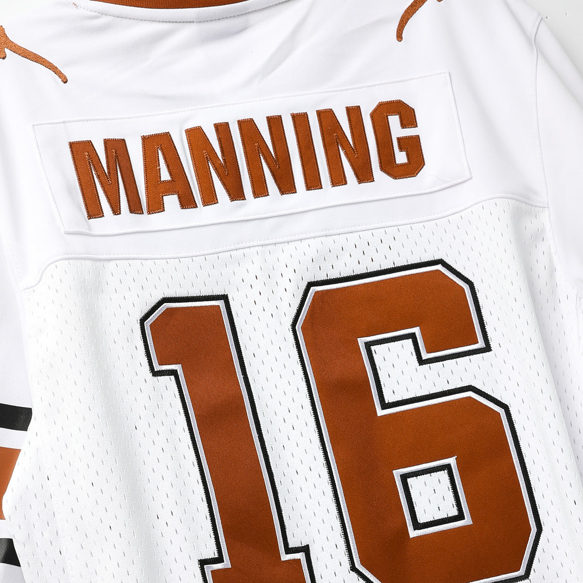 Texas Longhorns NIL Manning Tackle Twill White Jersey