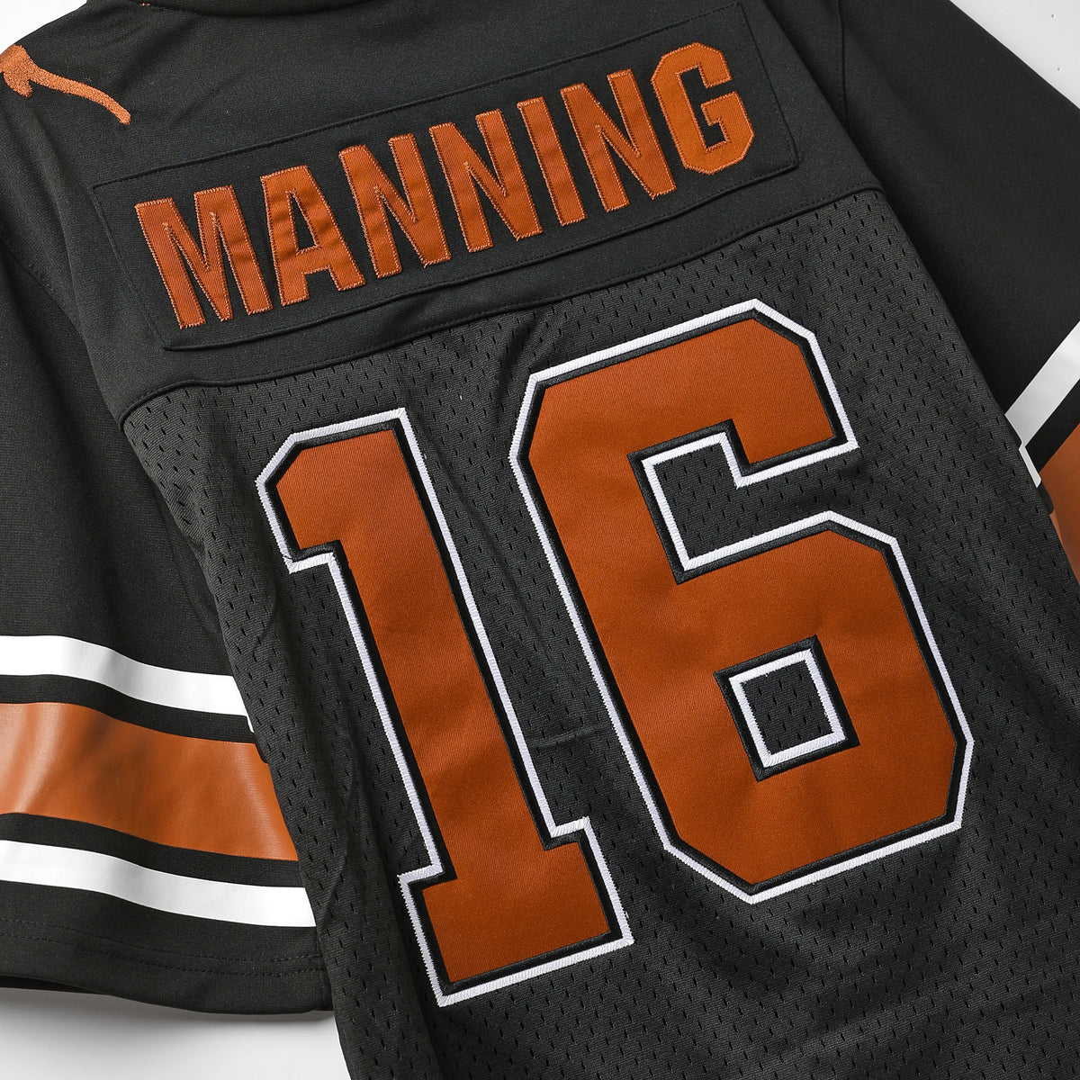 Texas Longhorns NIL Manning Tackle Twill Black Jersey 