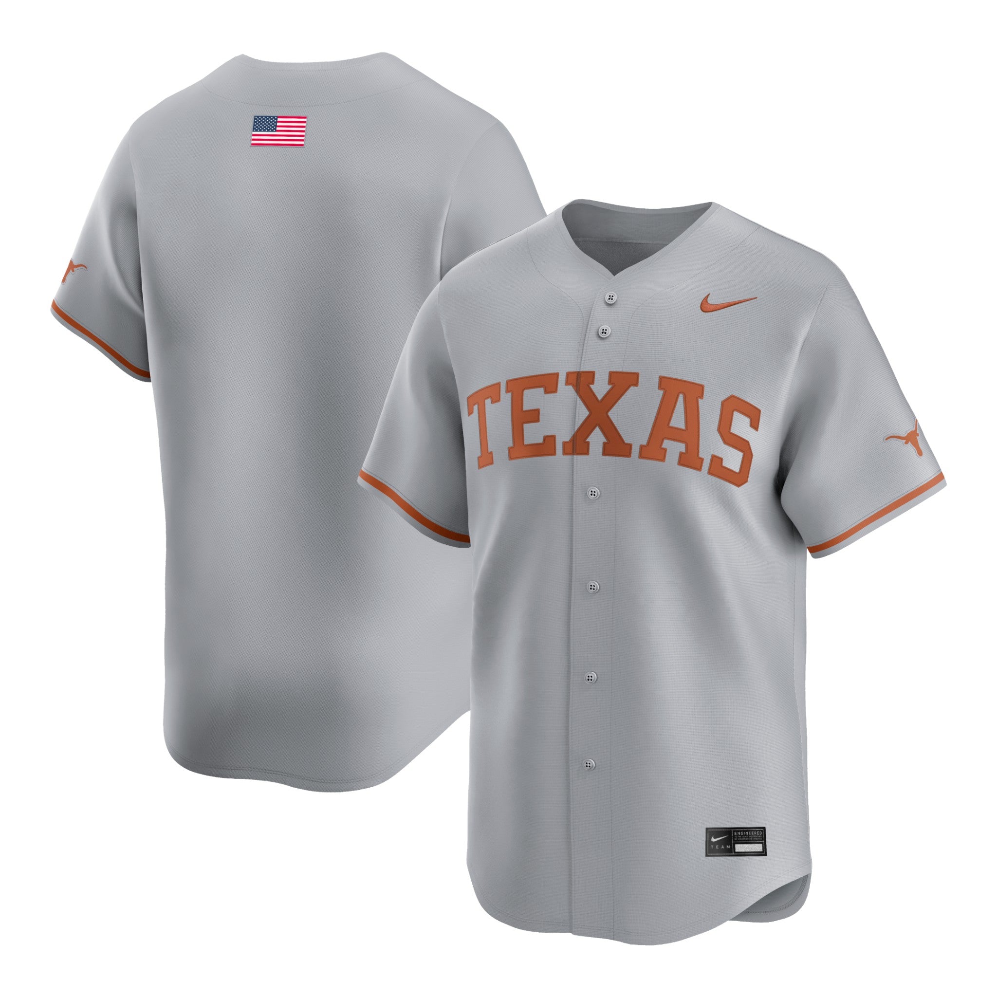 Custom NIL Nike Texas Longhorns Baseball Wolf Grey Jersey