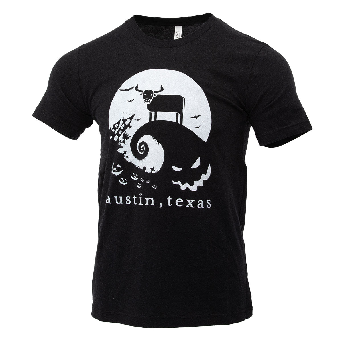 Austin Longhorn Steer Spooky Moon Tee