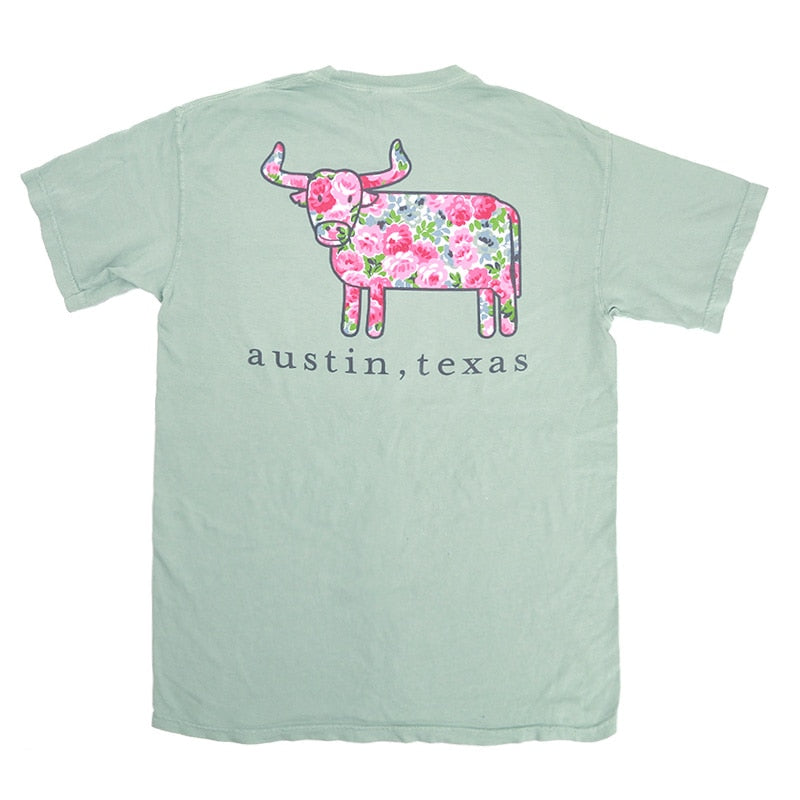 Comfort Colors Collection - Austin Texas Rose Steer Tee
