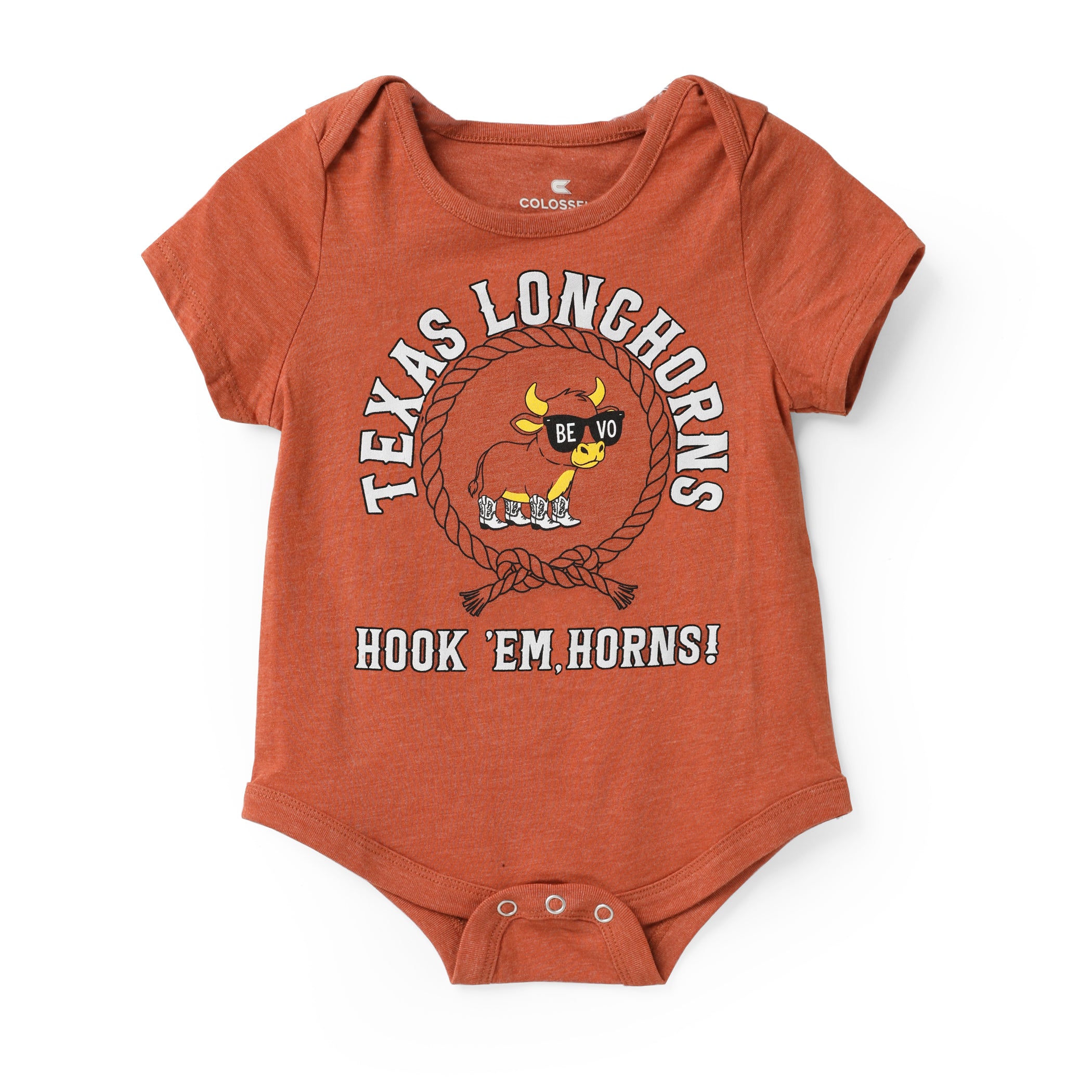 Infant Texas Longhorns Bevo with Sunglasses Romper