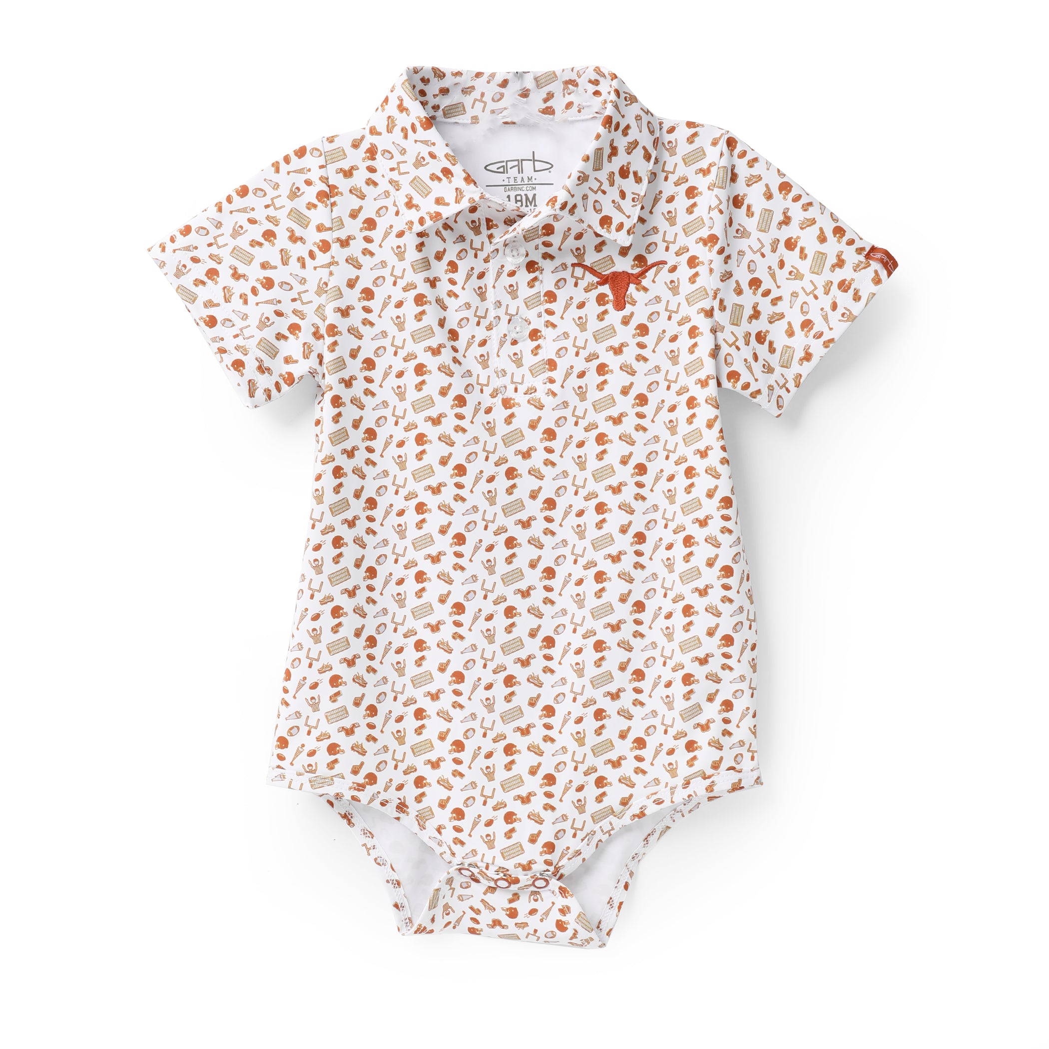 Infant Texas Longhorns Allover Football Print Polo Onesie