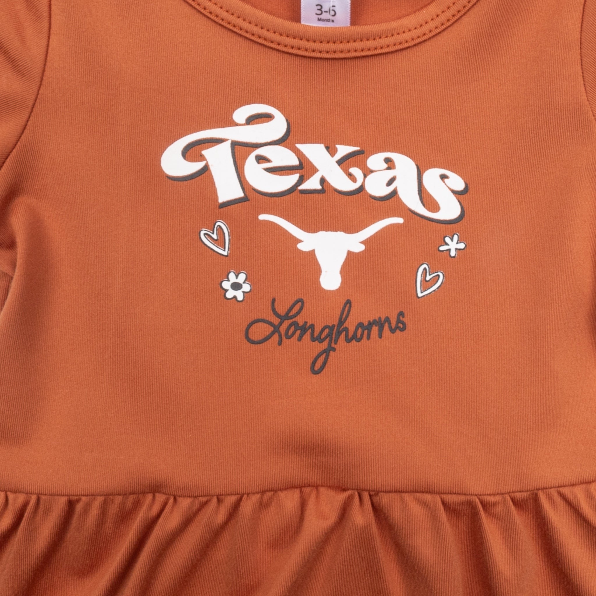 Infant ZooZatZ Texas Longhorns Short Sleeve Dress Romper Burnt Orange