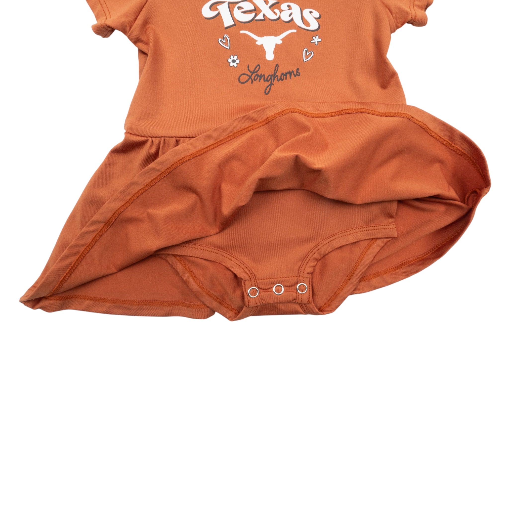 Infant ZooZatZ Texas Longhorns Short Sleeve Dress Romper Burnt Orange