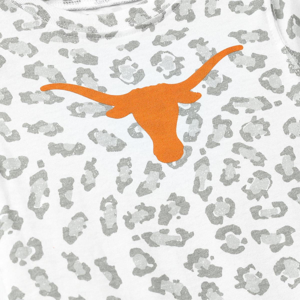 Infant Texas Longhorns Girls Leopard Burnt Out Short Sleeve Ruffle Hopper