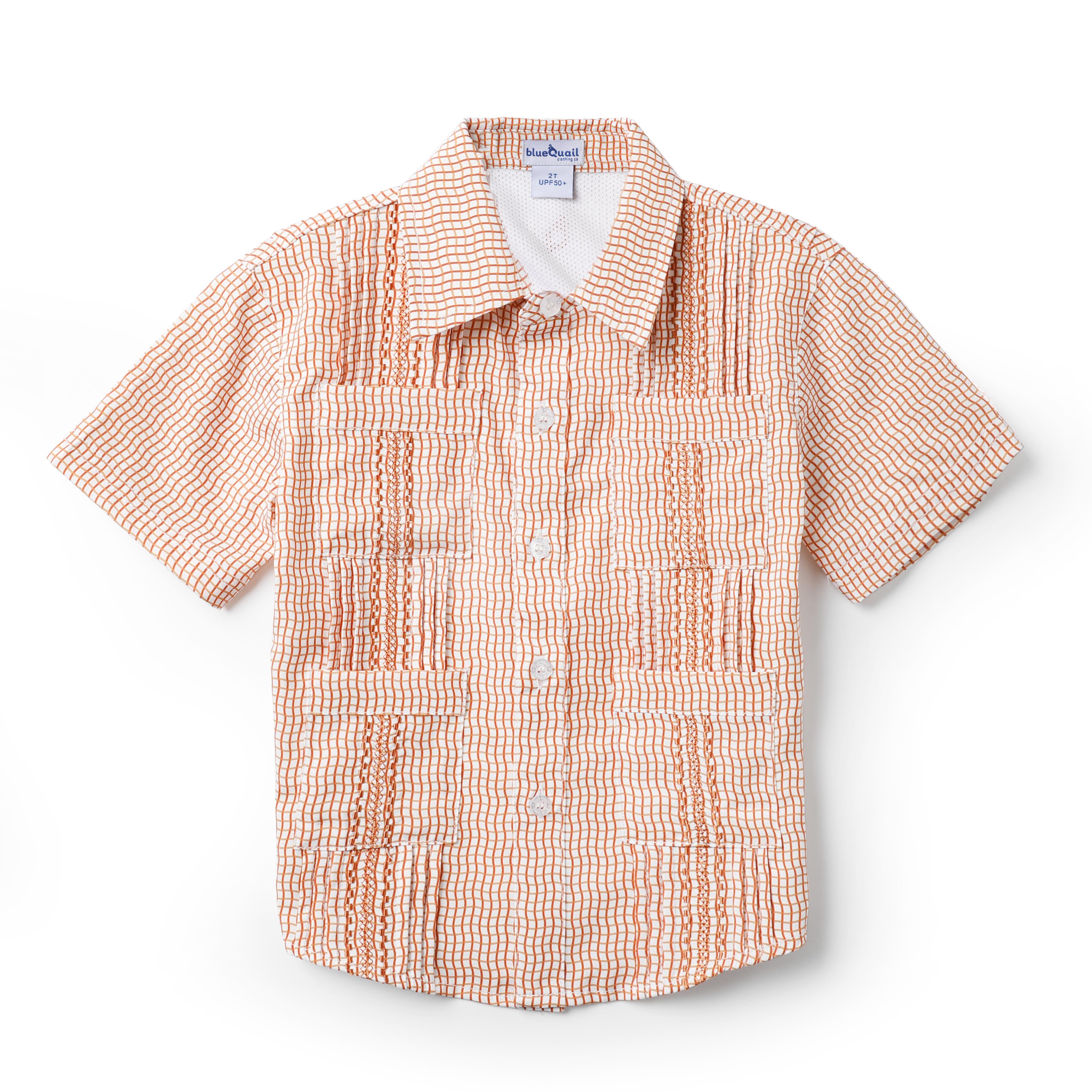 Toddler Guayabera Check Short Sleeve Shirt