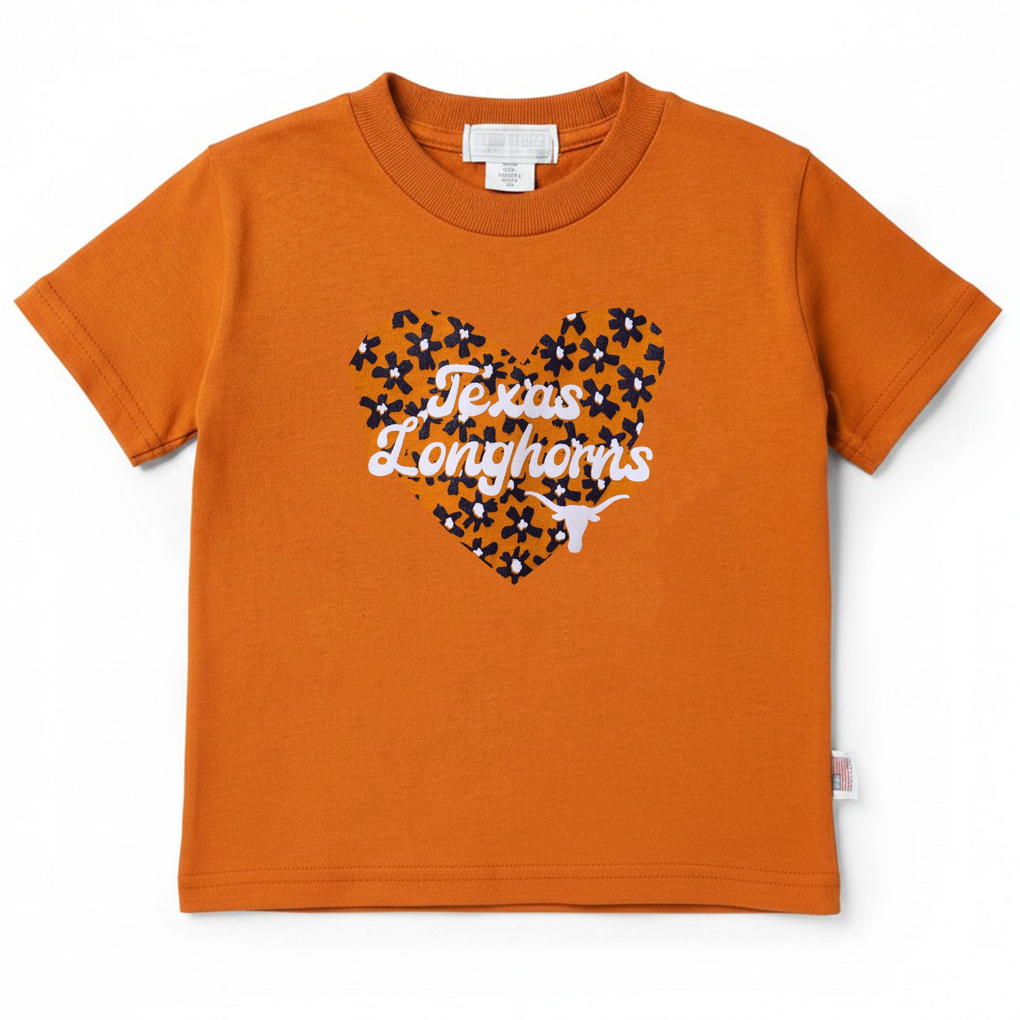 Toddler Texas Longhorns Heart Flower Tee