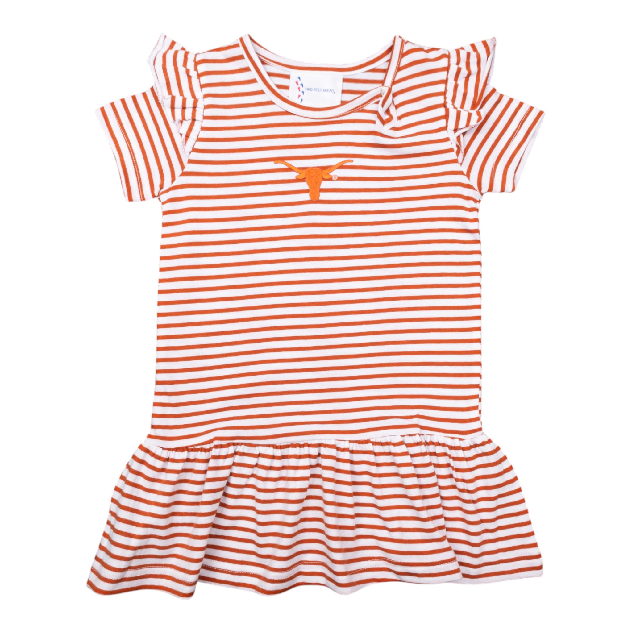 Toddler Texas Longhorns Keyhole Ruffle Dress | University Co-op Burnt Orange + White / 5-6T Toddler Texas Longhorns Keyhole Ruffle Dress | University Co-op Burnt Orange + White / 5-6T