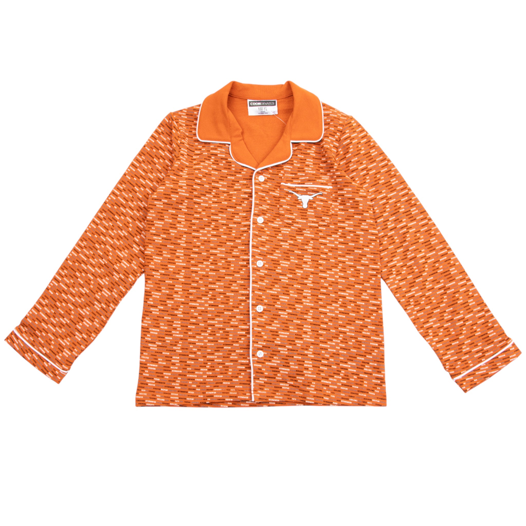 Youth Texas Longhorns Long Sleeve Button Down Pajama Set