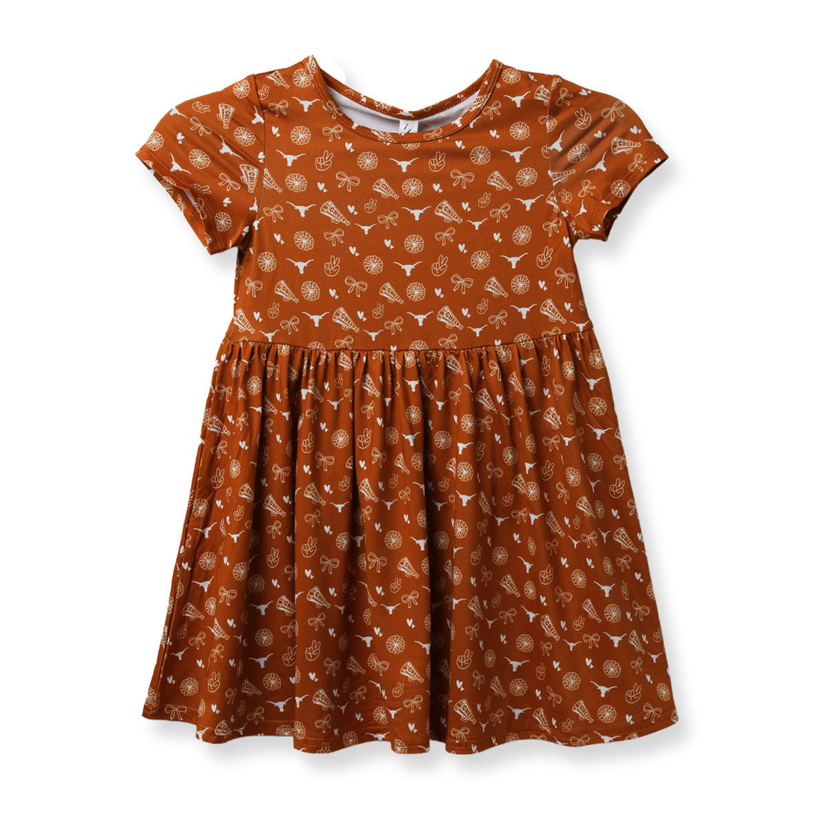 Toddler ZooZatZ Texas Longhorns Short Sleeve All Over Print Dress