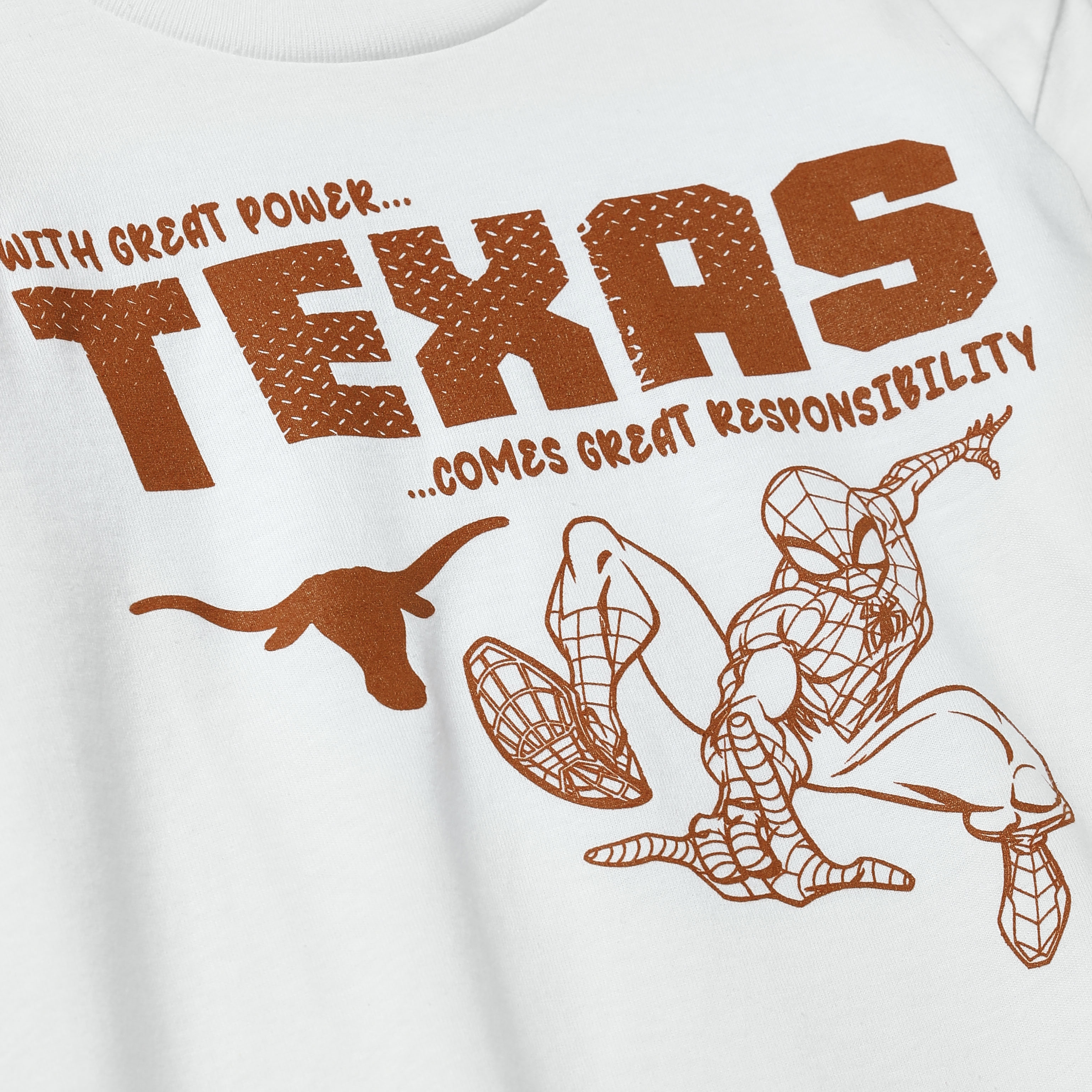 Youth Texas Longhorns Spiderman Shoot Webs Tee