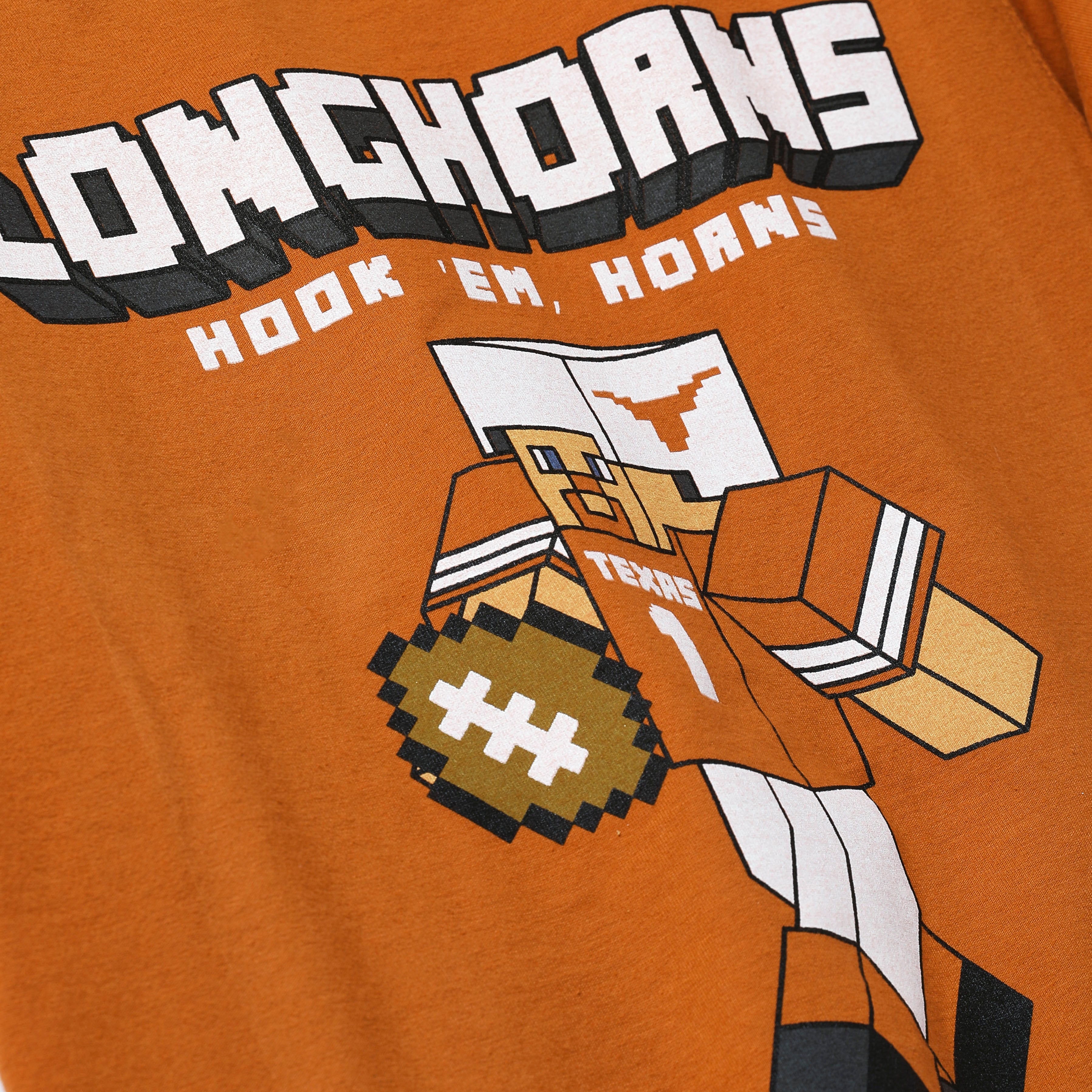 Youth Texas Longhorns Minecraft Football Player ComfortWash Tee