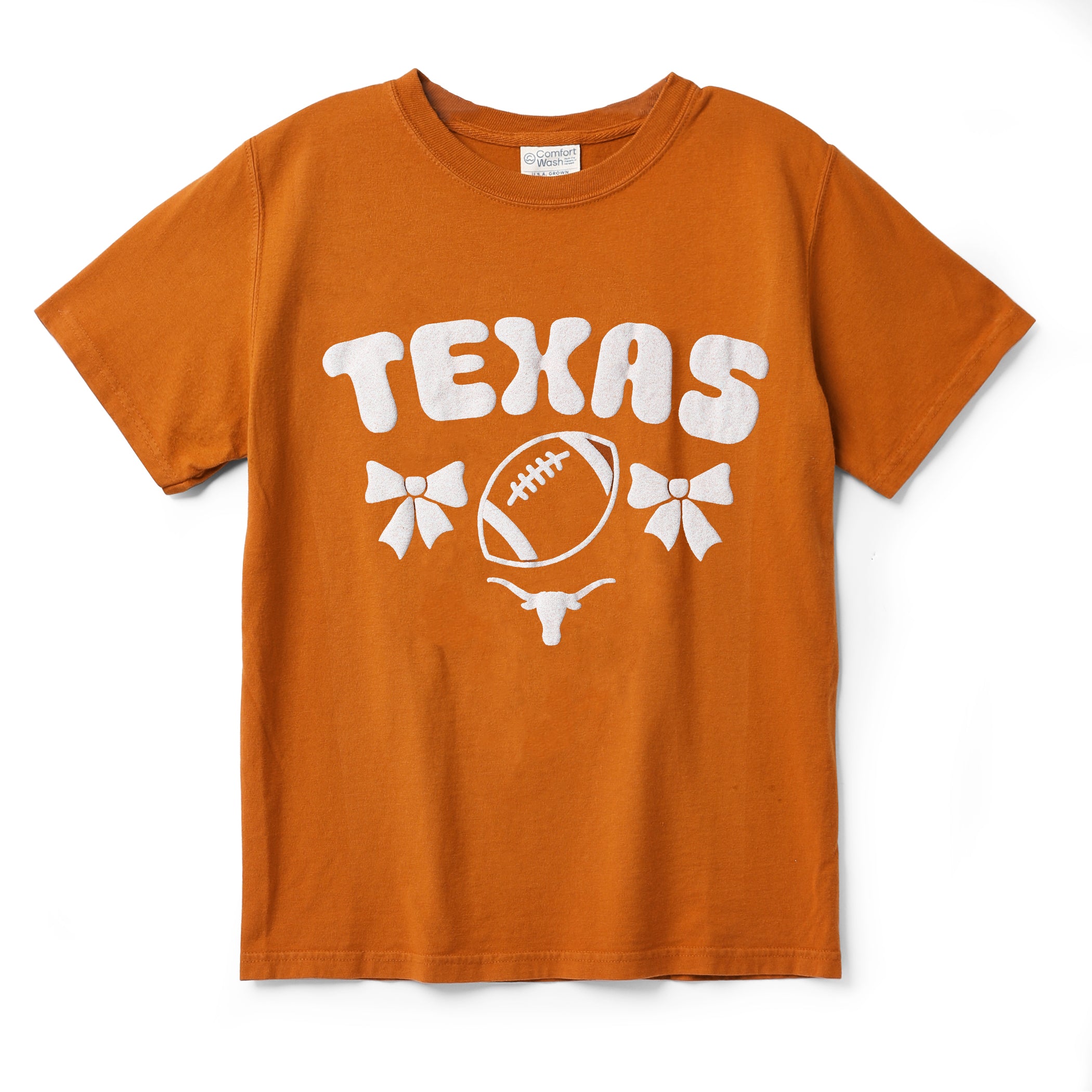 Youth Texas Longhorns Bows and Texas Football ComfortWash Tee