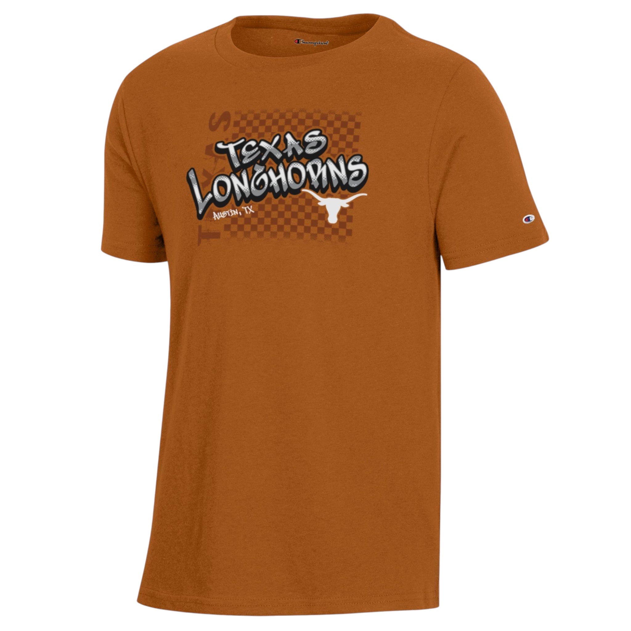 Youth Champion Texas Longhorns Silver Foil Stadium Short Sleeve Tee Burnt Orange