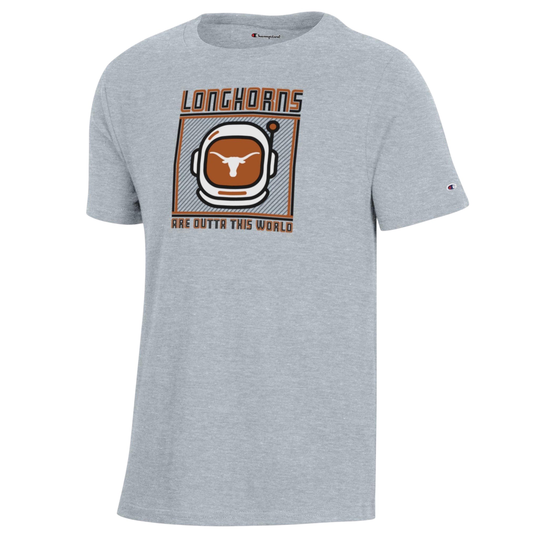 Youth Champion Texas Longhorns Astro Helmet Stadium Short Sleeve Tee Gray