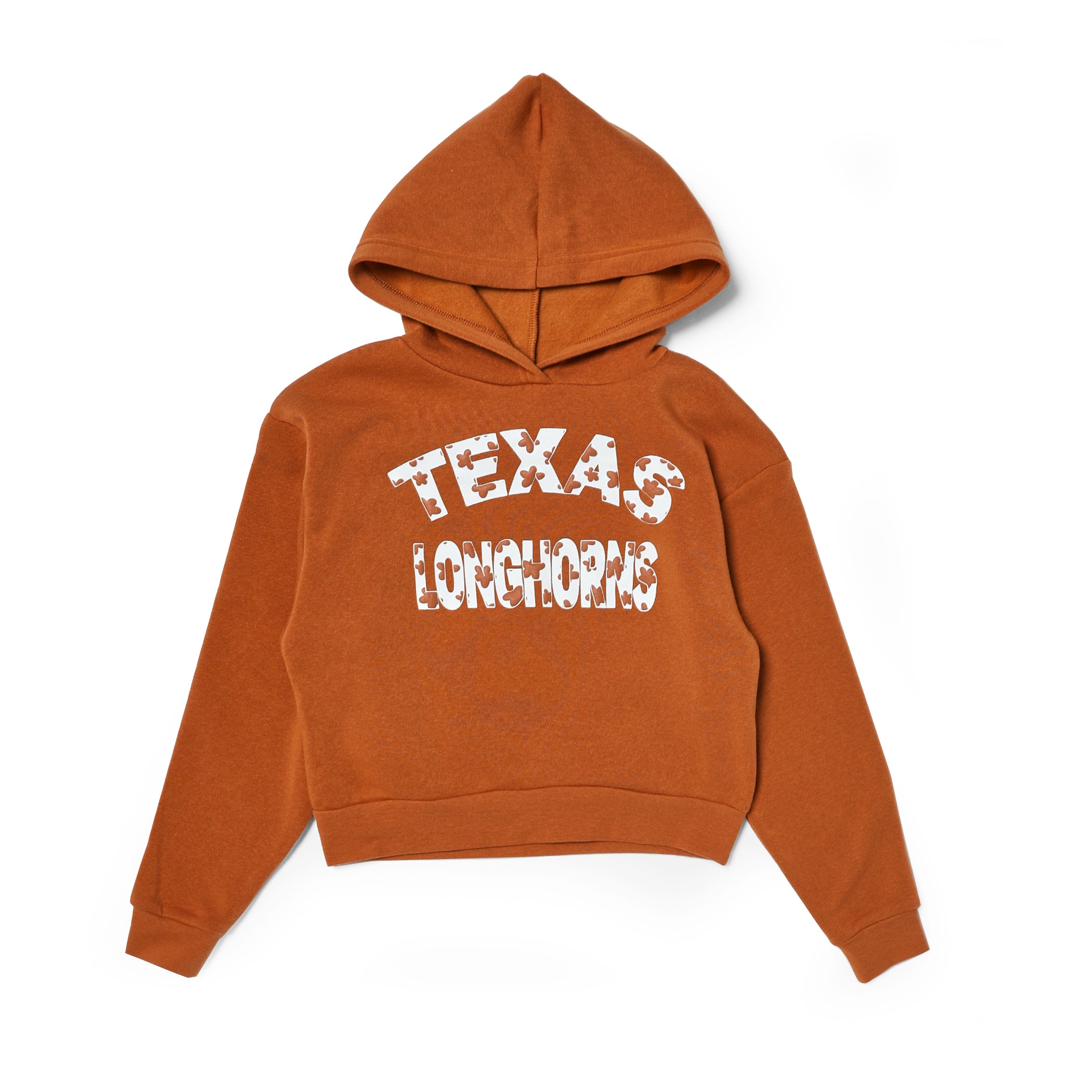 Youth ZooZatZ Texas Longhorns Cropped Puff Flower Hoodie