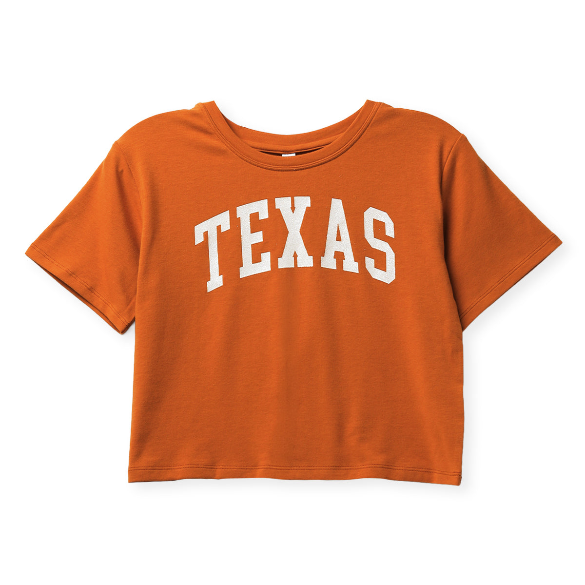 Youth  ZooZatZ Texas Longhorns Arch Glitter Boxy Crop Tee
