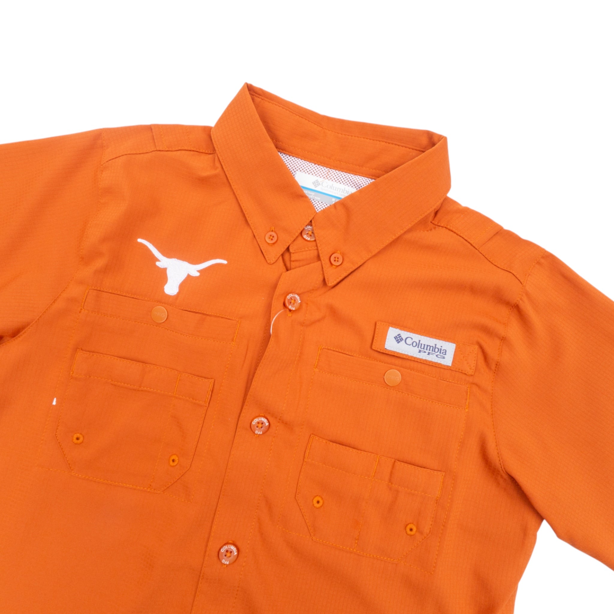 Youth Columbia Texas Longhorns Tamiami Short Sleeve Shirt Burnt Orange
