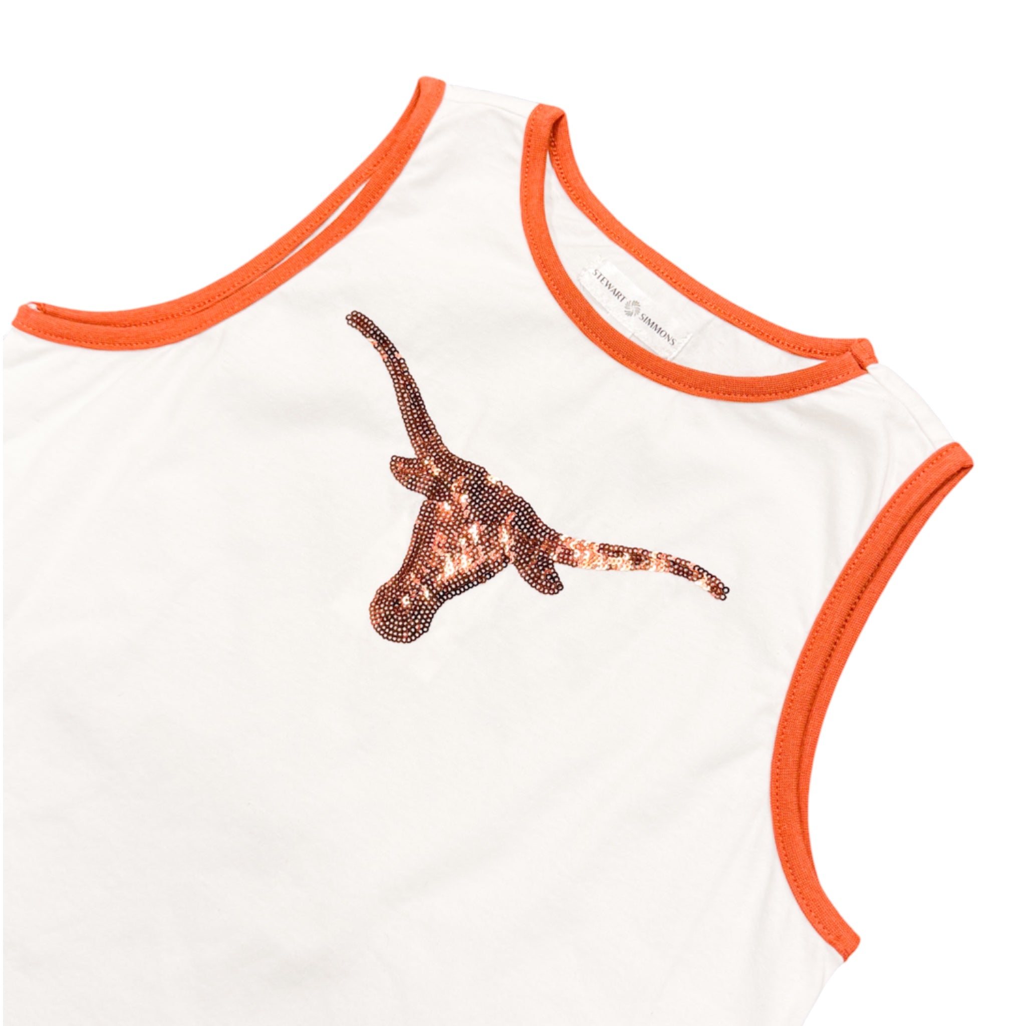 Youth Stewart Simmons Texas Longhorns Stands Sequin Tank White