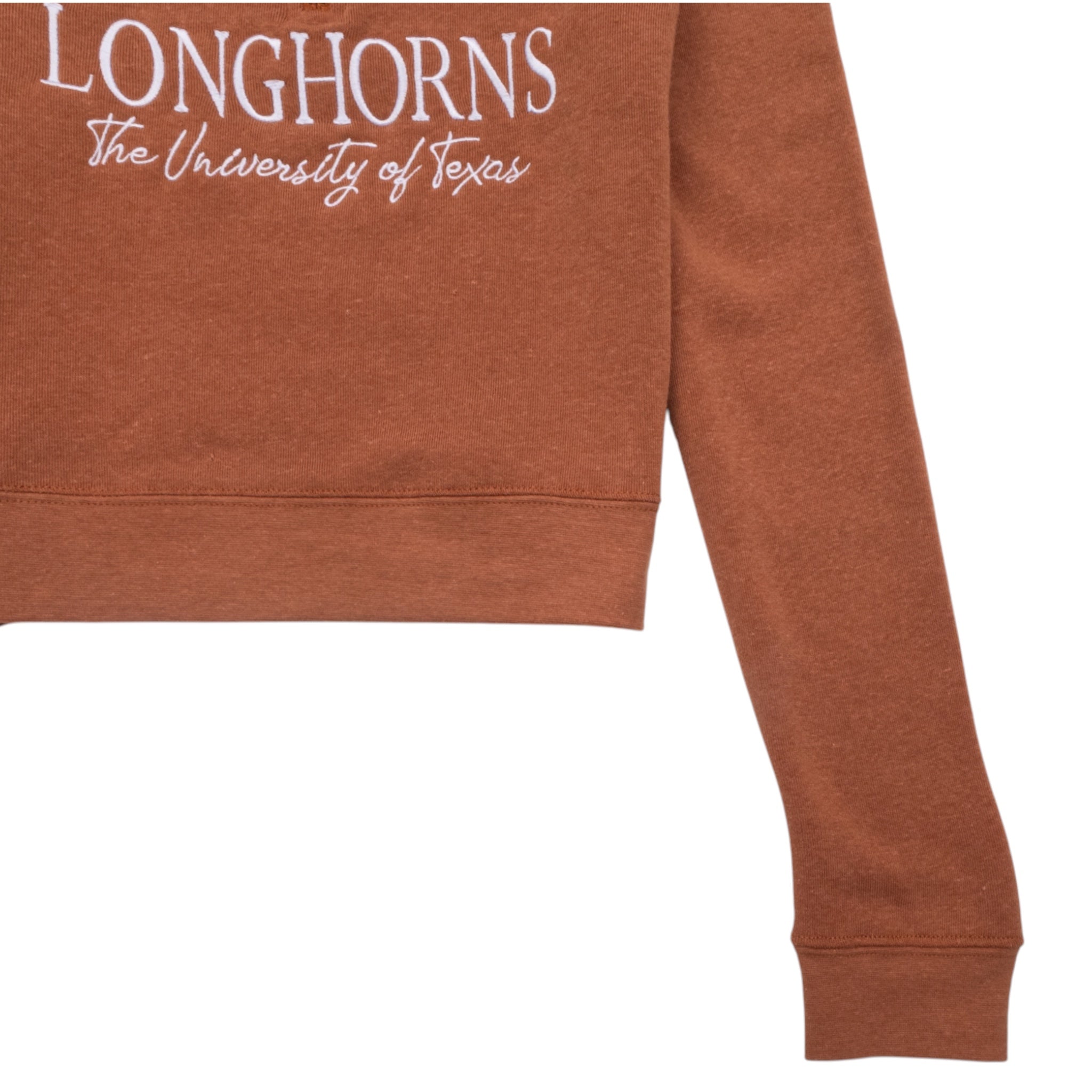 Youth ZooZatZ Texas Longhorns Script Embroidered Crop Quarter Zip Burnt Orange