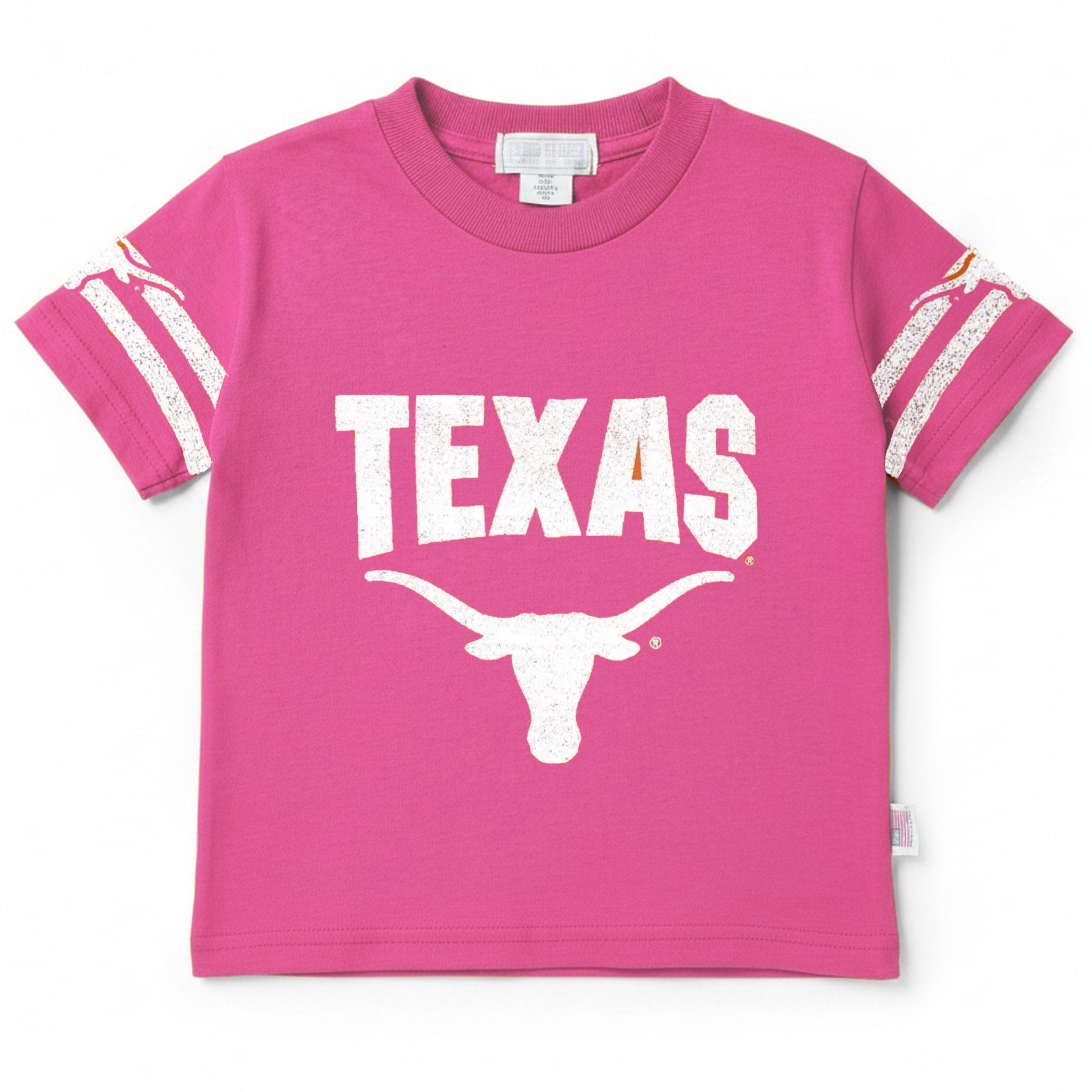 Youth Pink Texas Over Bevo Football T-Shirt