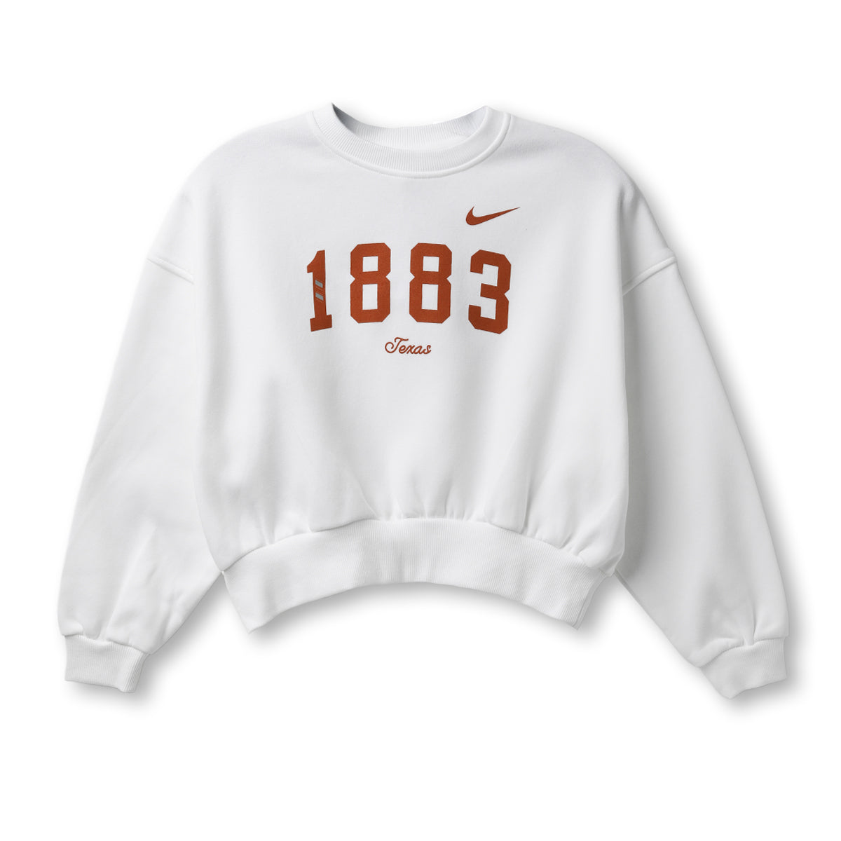 Youth Nike Texas Longhorns Girls Sideline Club Fleece Boxy Crew