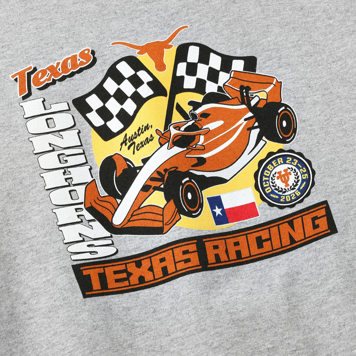 Youth Texas Longhorns Racing Hook Em Car Tee