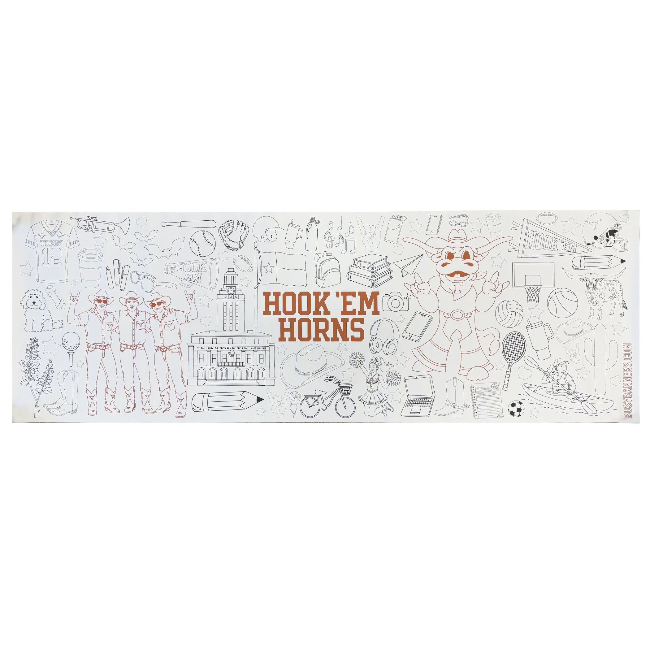 Hook 'Em Horns Coloring Banner