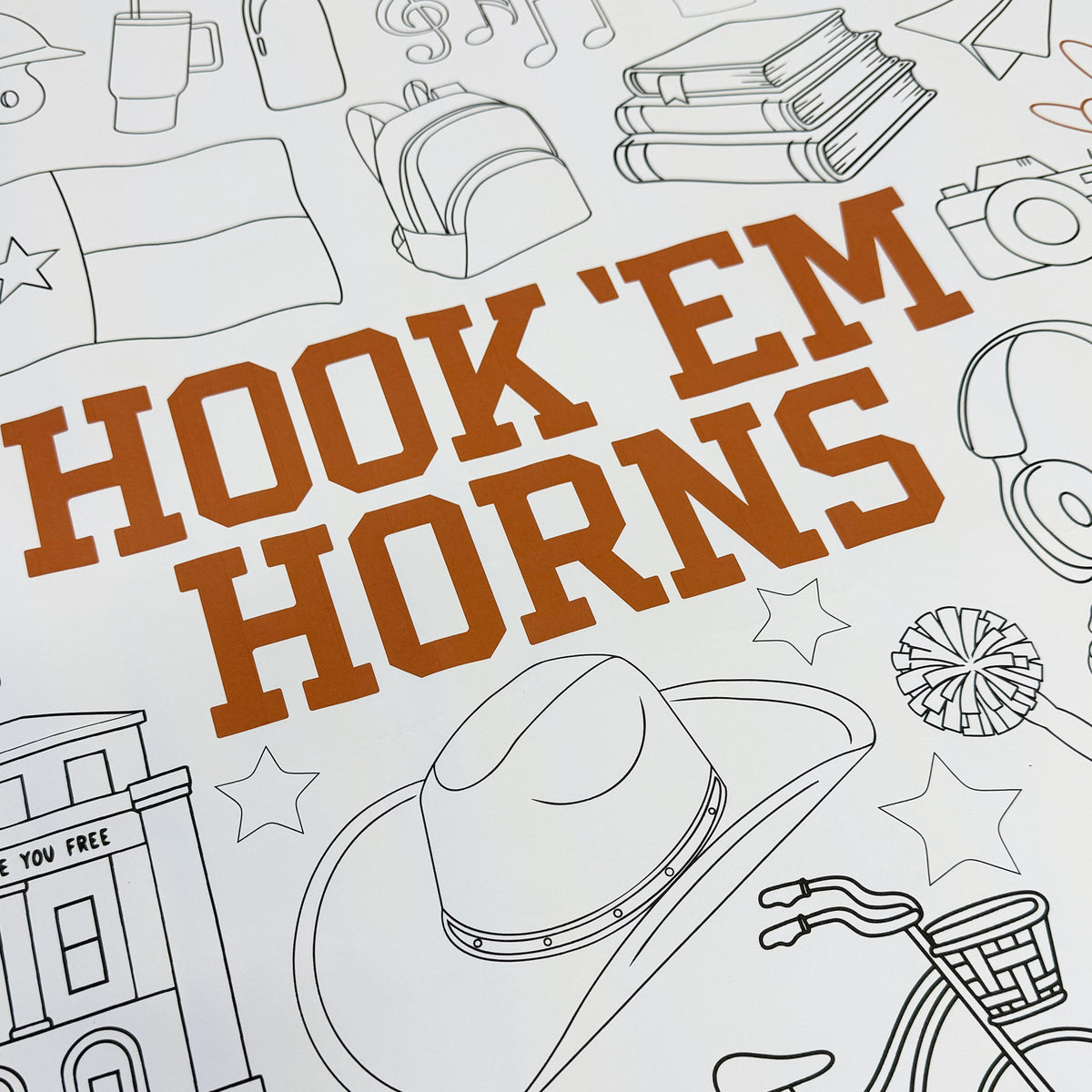 Hook 'Em Horns Coloring Banner
