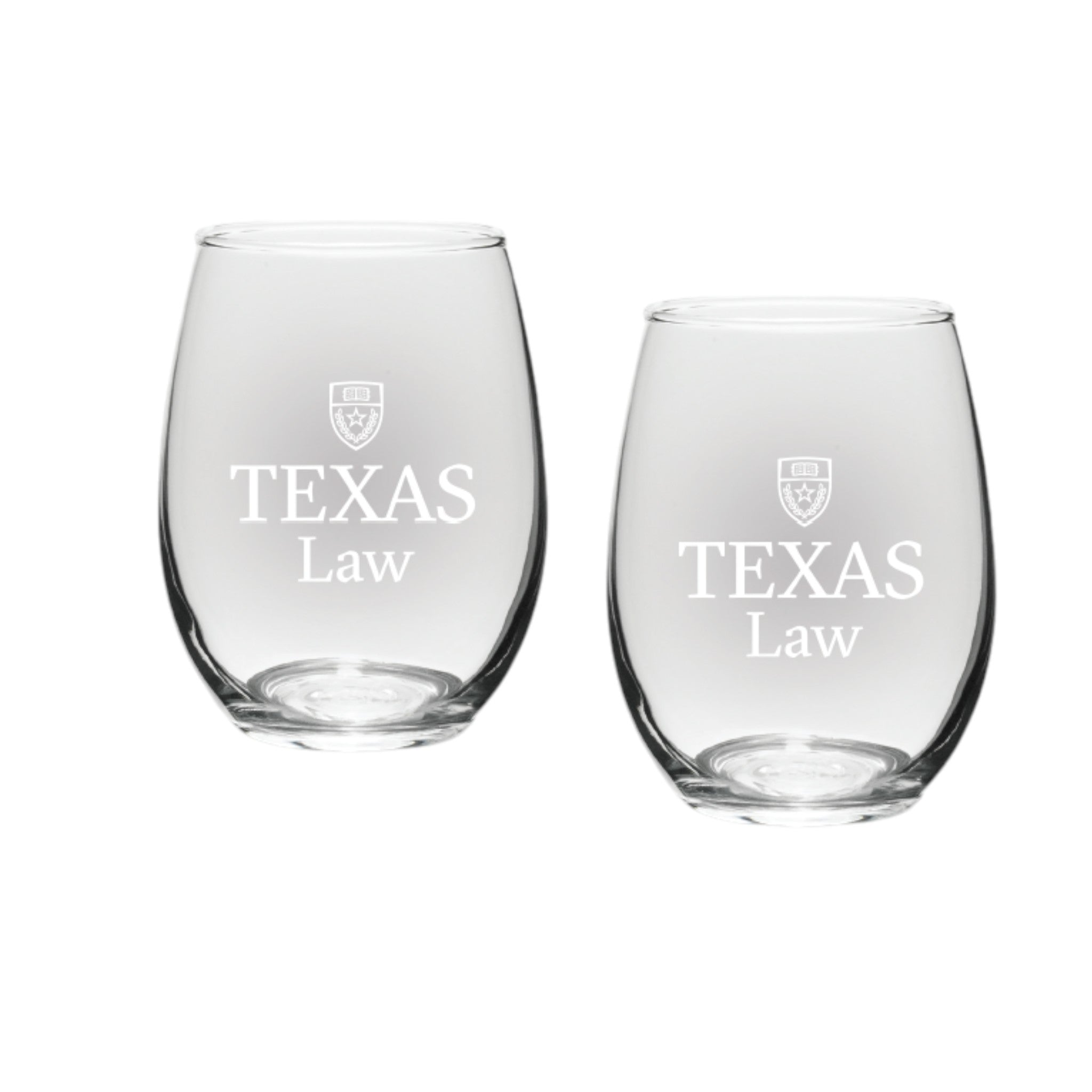 University of Texas School of Law Stemless Wine Glasses 15 oz. - Set of 2