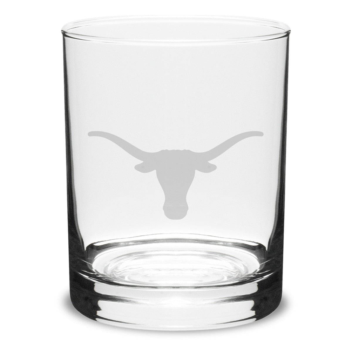 Texas Longhorns Etched Logo Crystal Rocks Glass