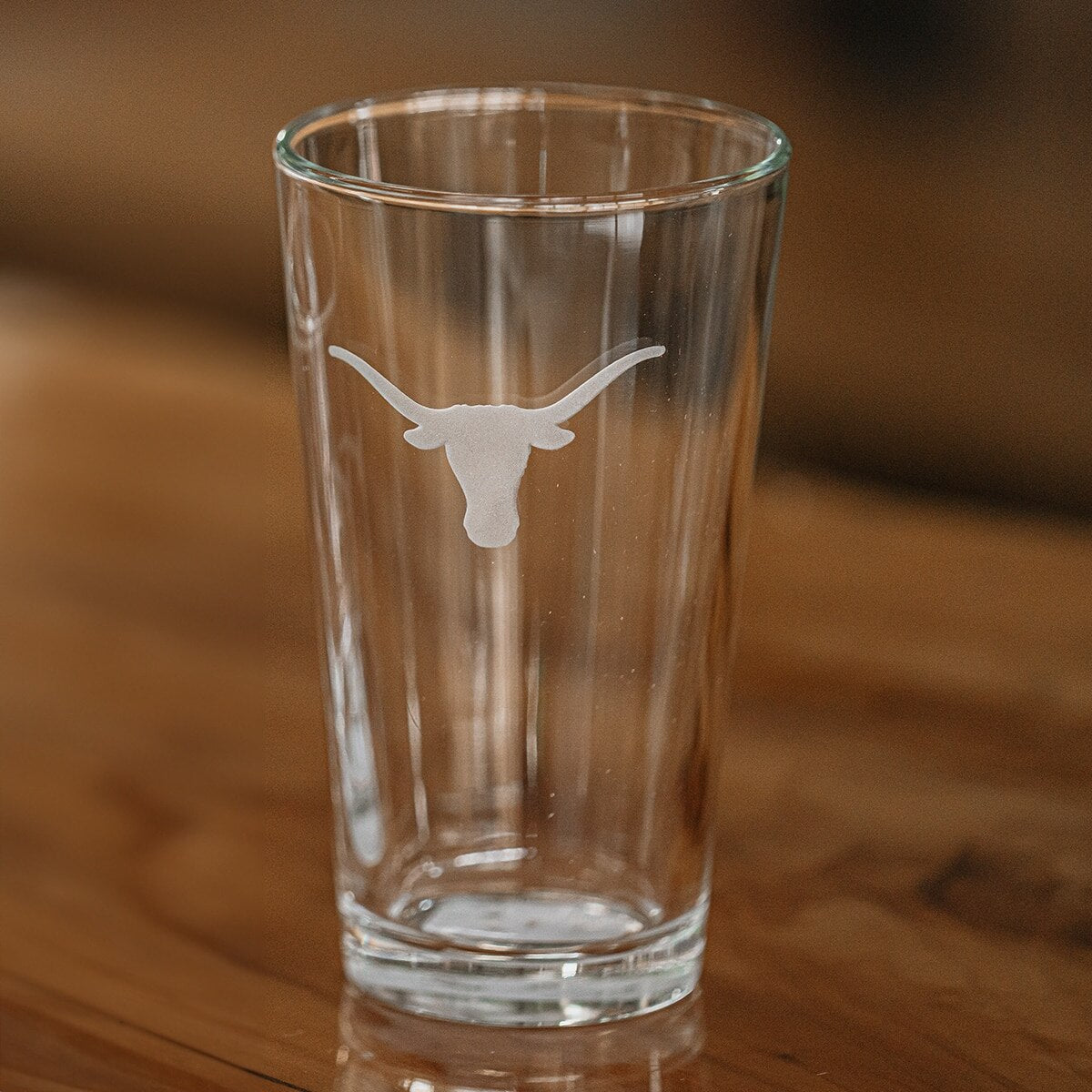 Texas Longhorns Logo Etched Seal Crystal Pint Glass