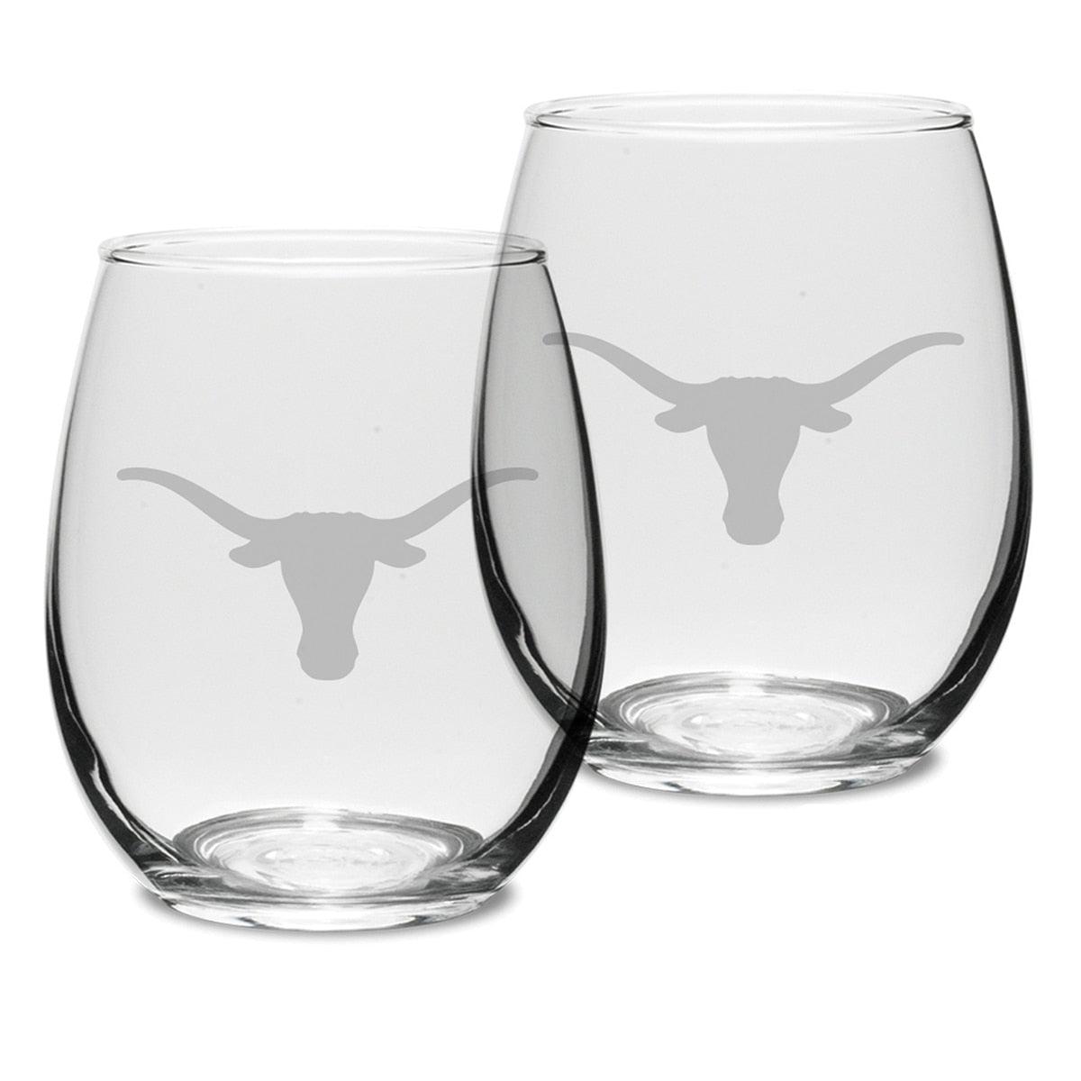 Texas Longhorns Stemless Etched Wine Glass Set - 21 oz