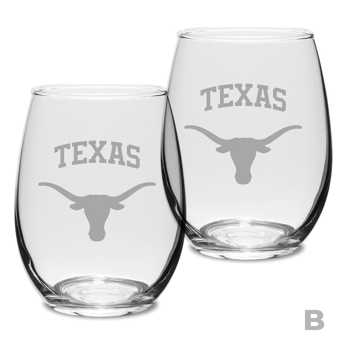 Texas Longhorns Stemless Etched Wine Glass Set - 21 oz
