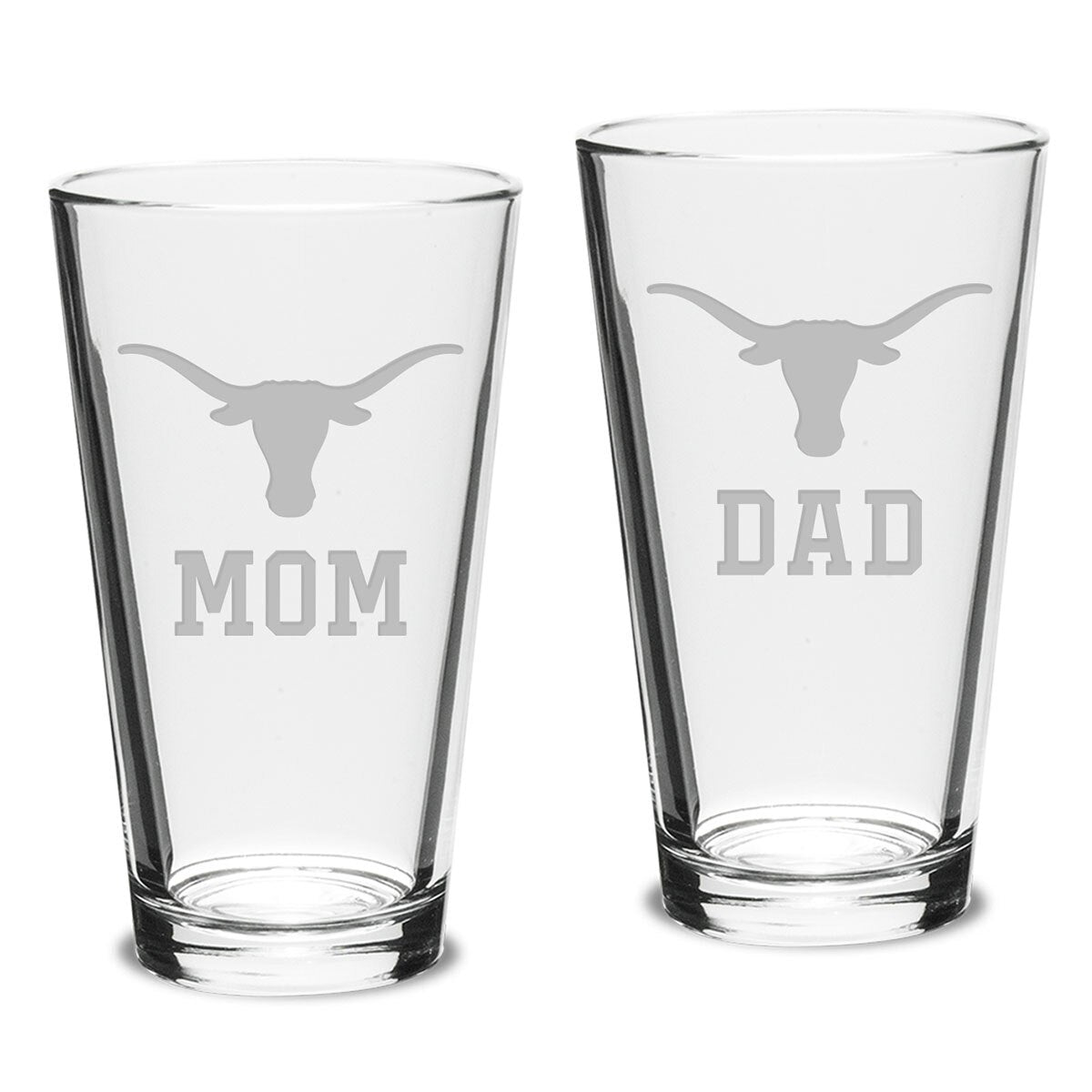 Texas Longhorns Mom and Dad Pub Glass Set