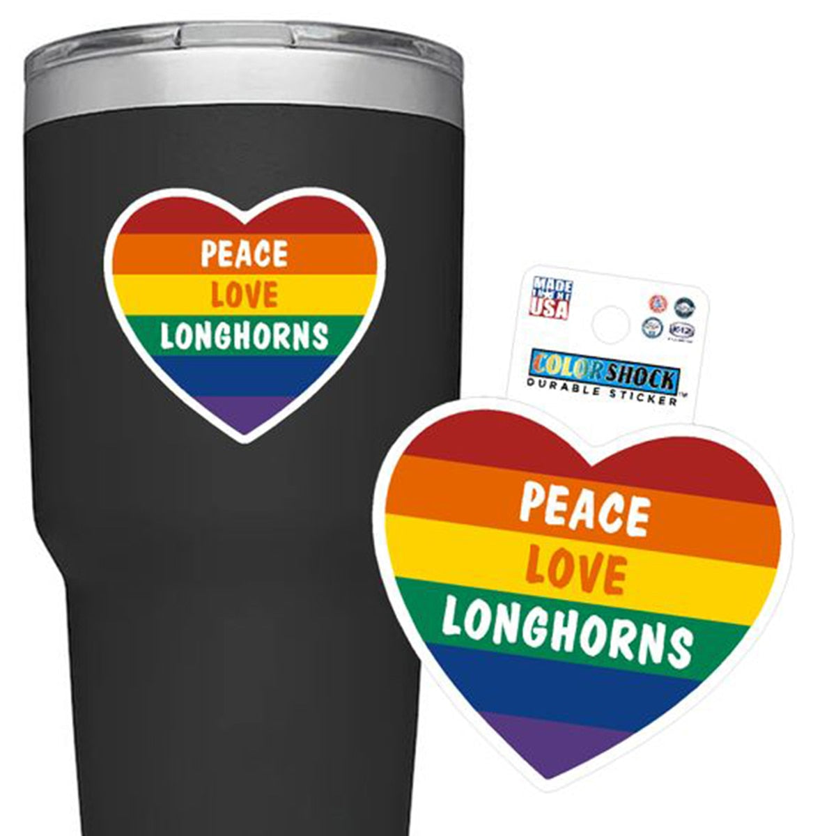 Peace Love Longhorn Rugged Sticker