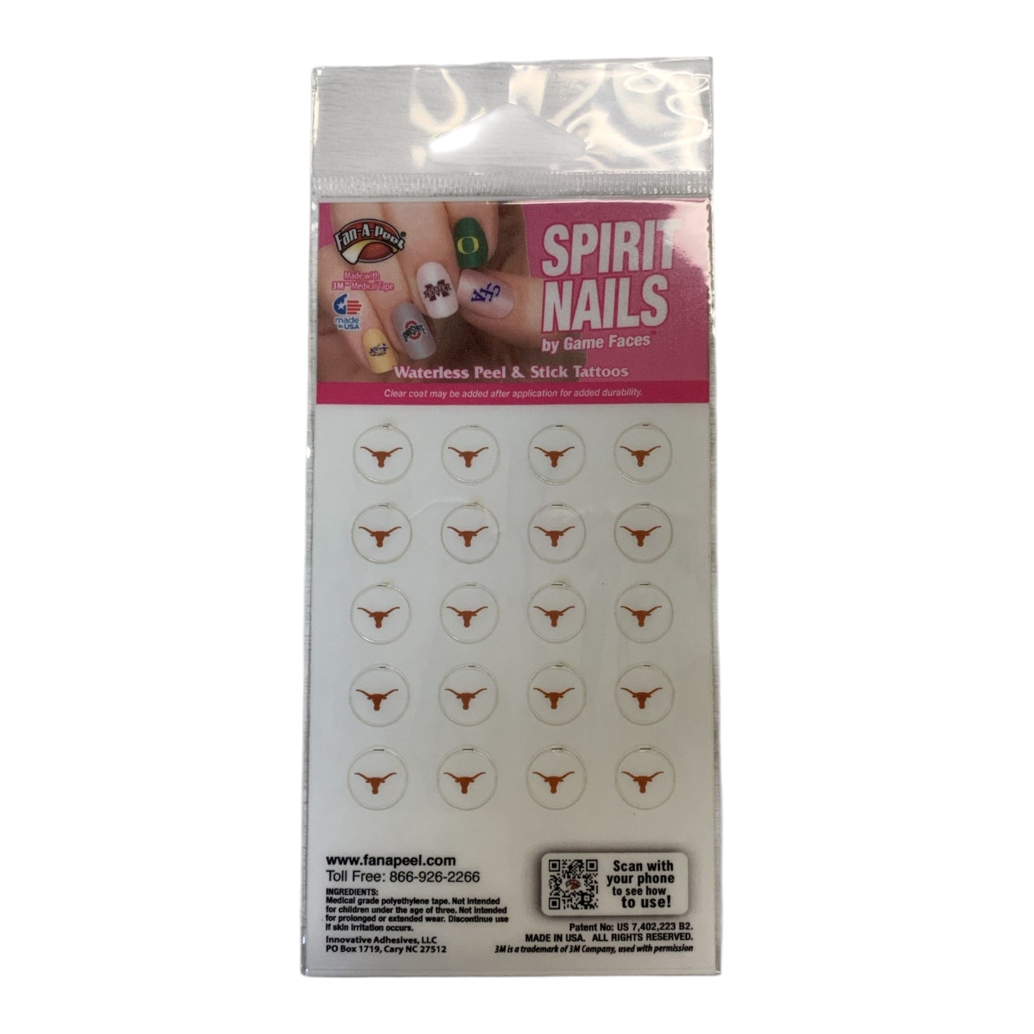 Texas Longhorns Spirit Accents Nails Mini Tattoo