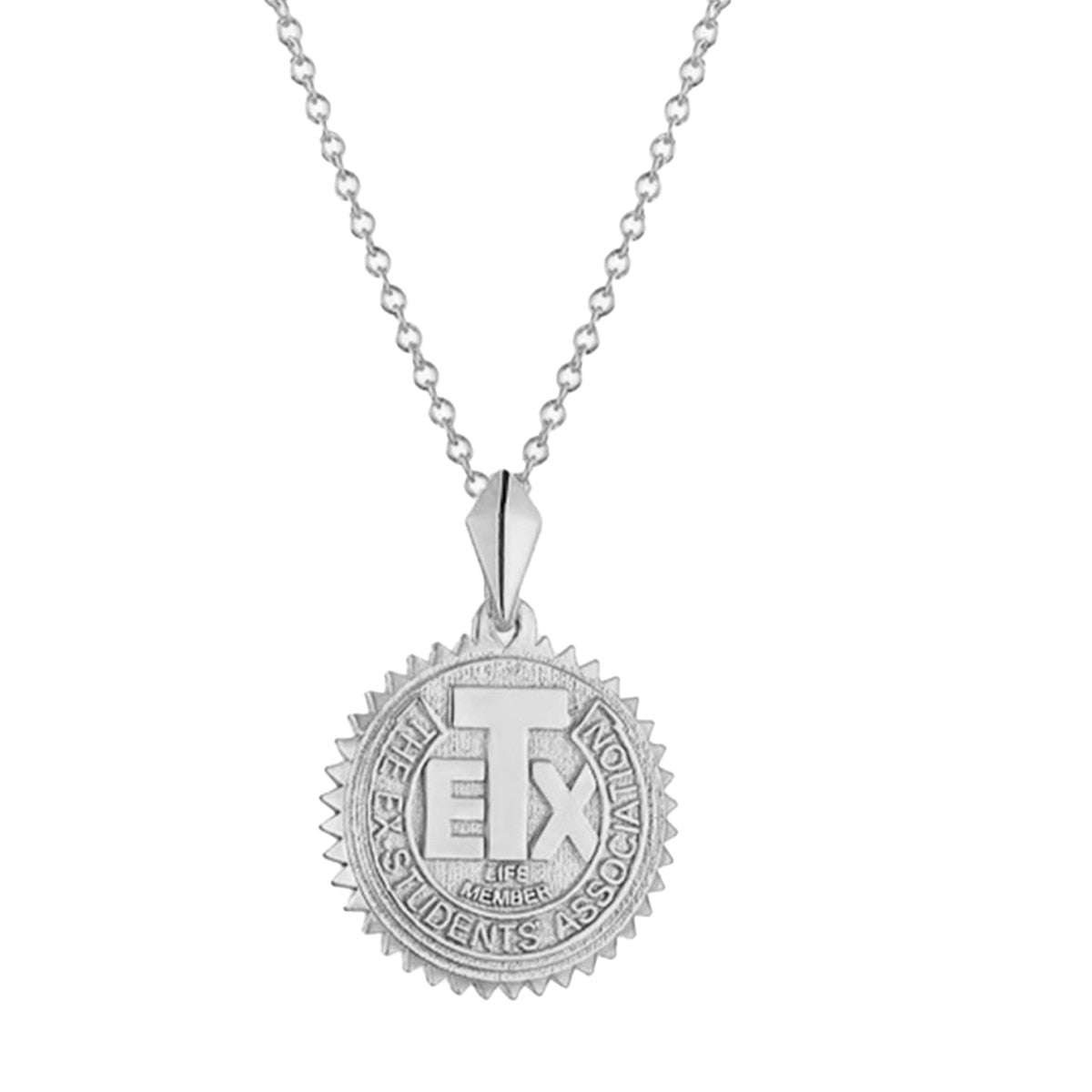 Texas Exes Life Member Sunburst Necklace - Sterling Silver