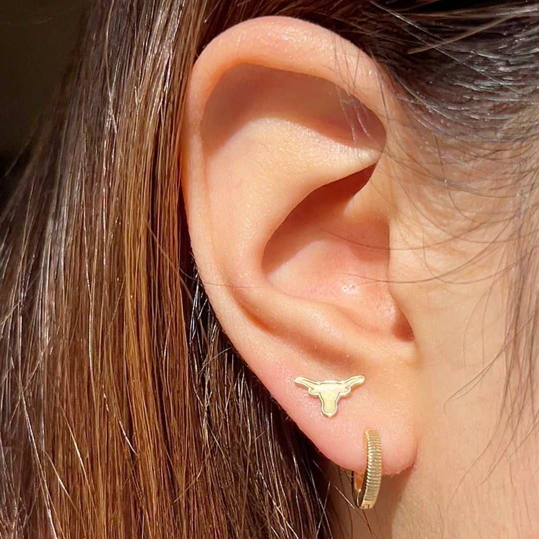 Kyle Cavan UT Longhorn Stud Earrings Gold