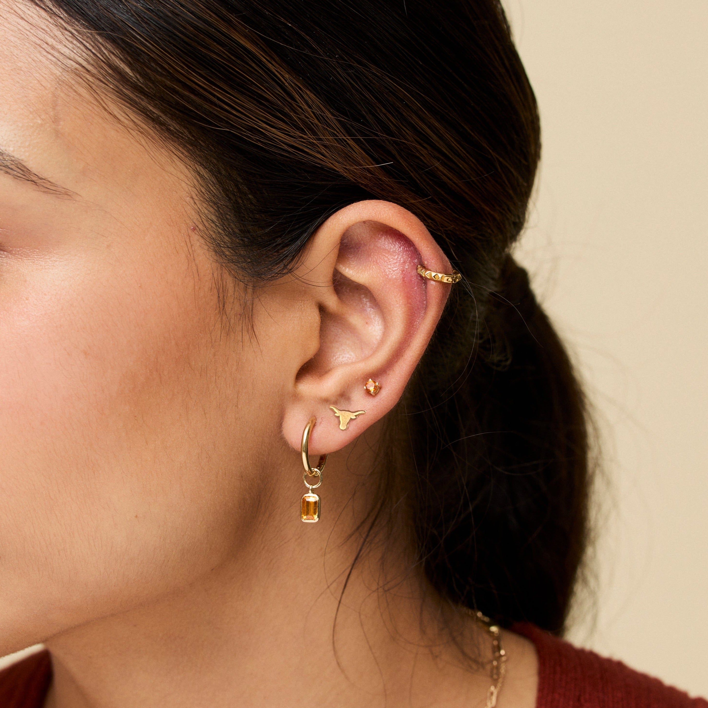 Kyle Cavan UT Longhorn Stud Earrings Gold