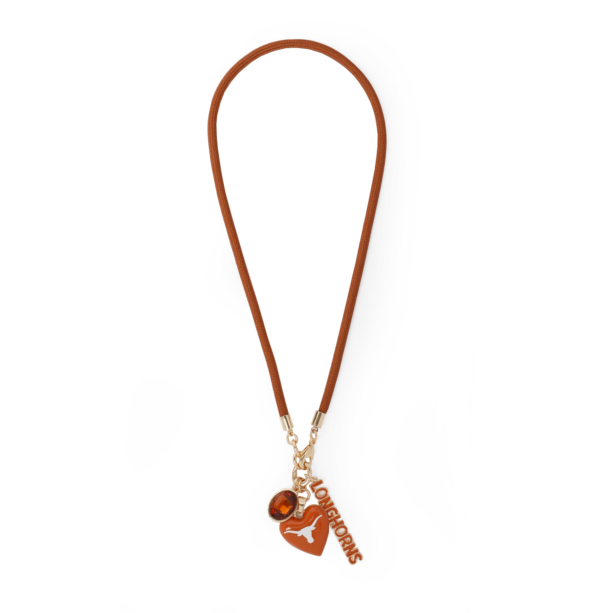 Texas Longhorns Logo Heart Paracord Necklace
