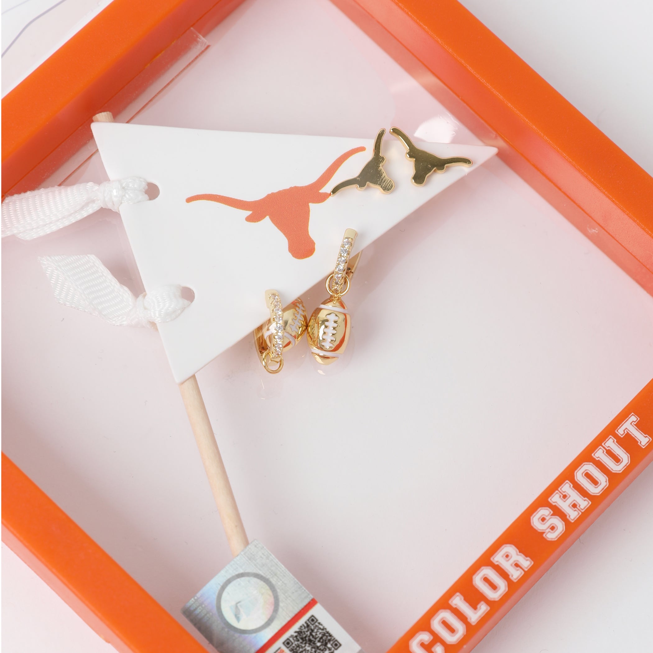Texas Longhorns Footballs and Steerhead Stud Earrings